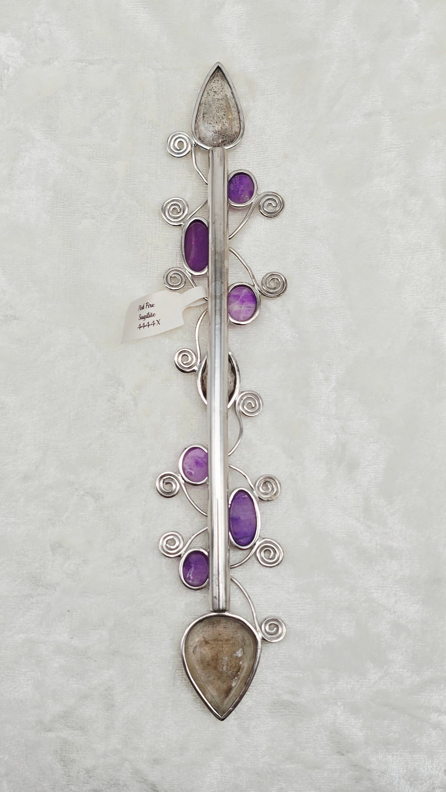 One of a Kind Magic Wand ~ Sugilite with Pink Fire Quartz Covellite Gemstones for Alignment with Higher Self, Master Healing, Enlightenment and Spiritual Connection