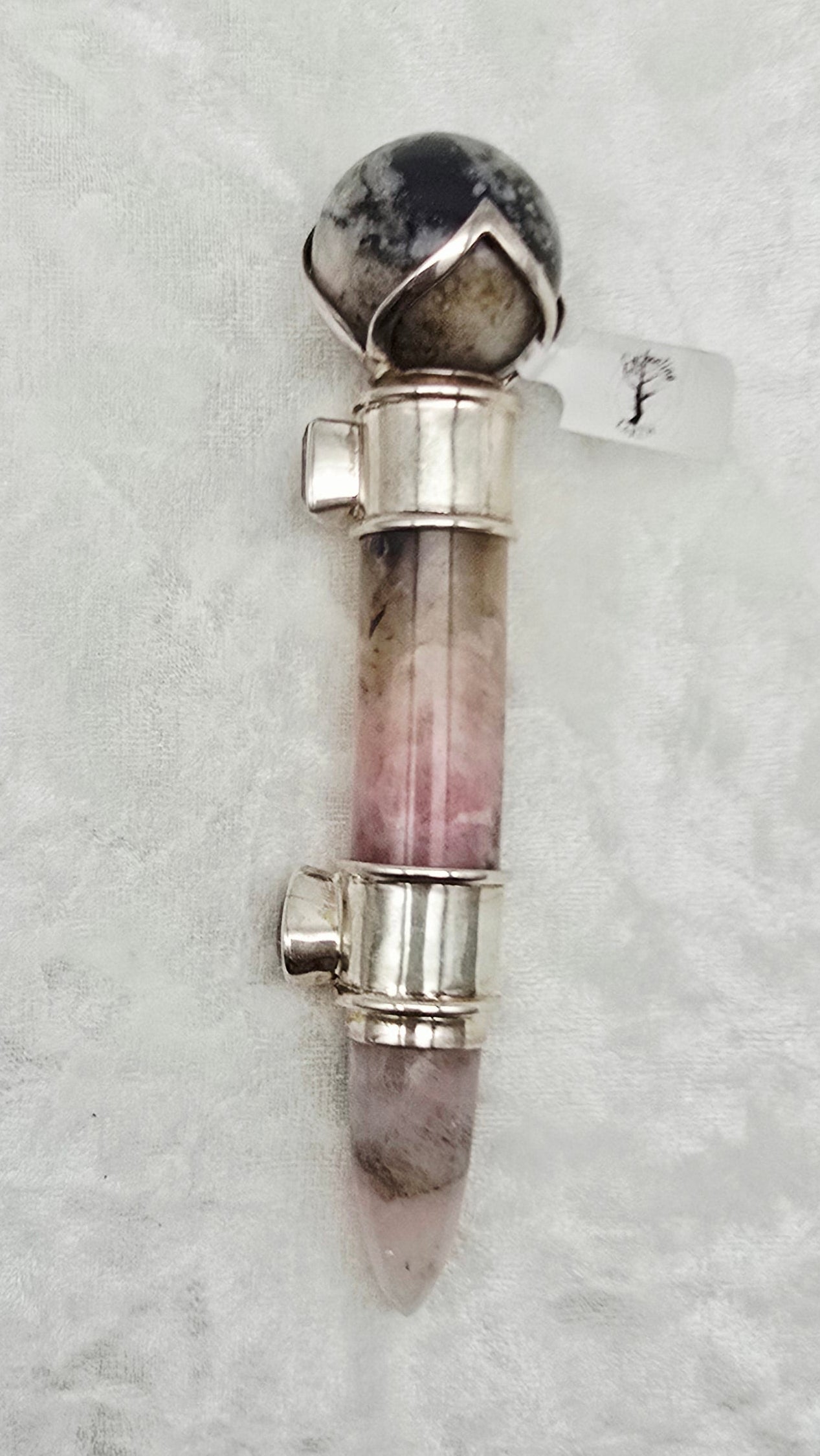 One of a Kind Magic Wand ~ Tugtupite with Super 7 Gemstones for Inspirational Connection, Divination and Empowerment