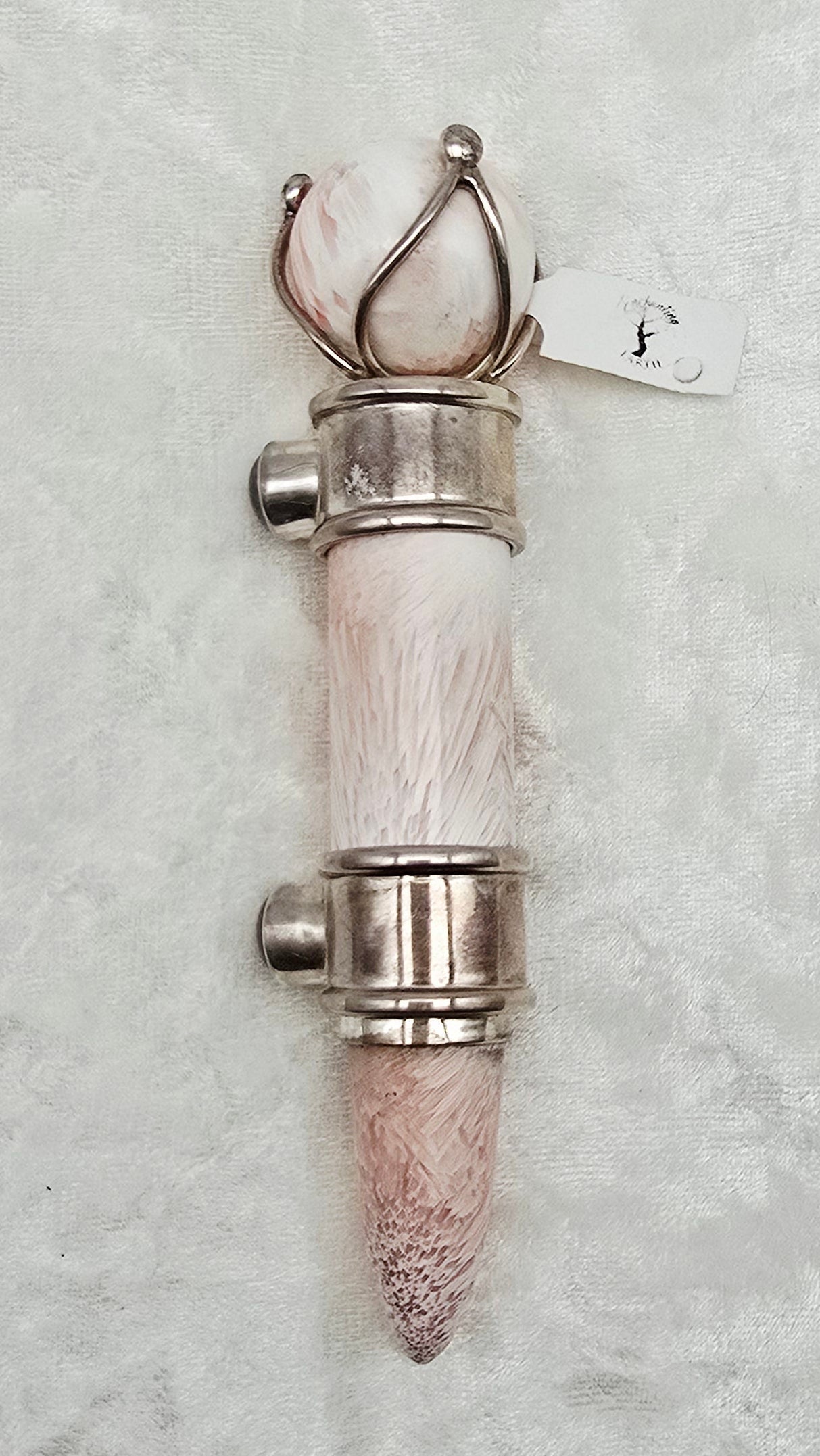 One of a Kind Magic Wand ~ Scolecite & Peach Stilbite with Star Ruby Gemstones for Ascension, Divine Connection and Wisdom