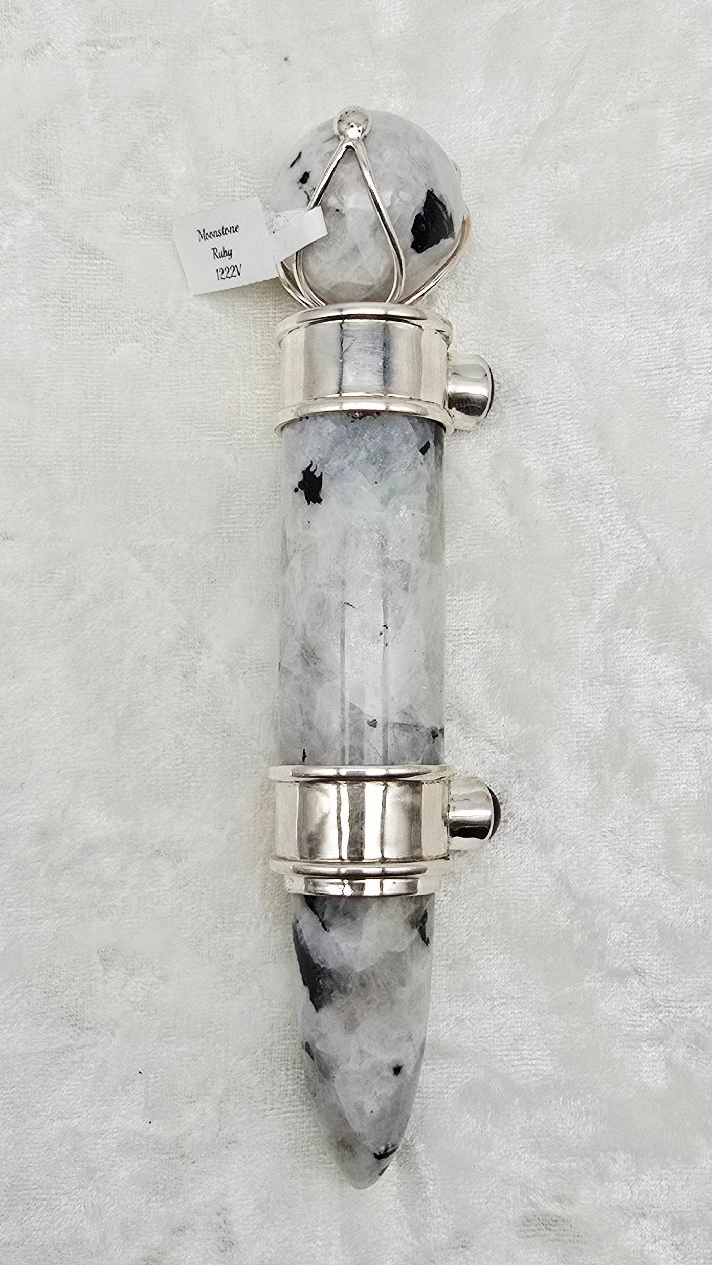 One of a Kind Magic Wand ~ Moonstone with Star Ruby for Harmony, Alignment with Higher Self and Divine Love