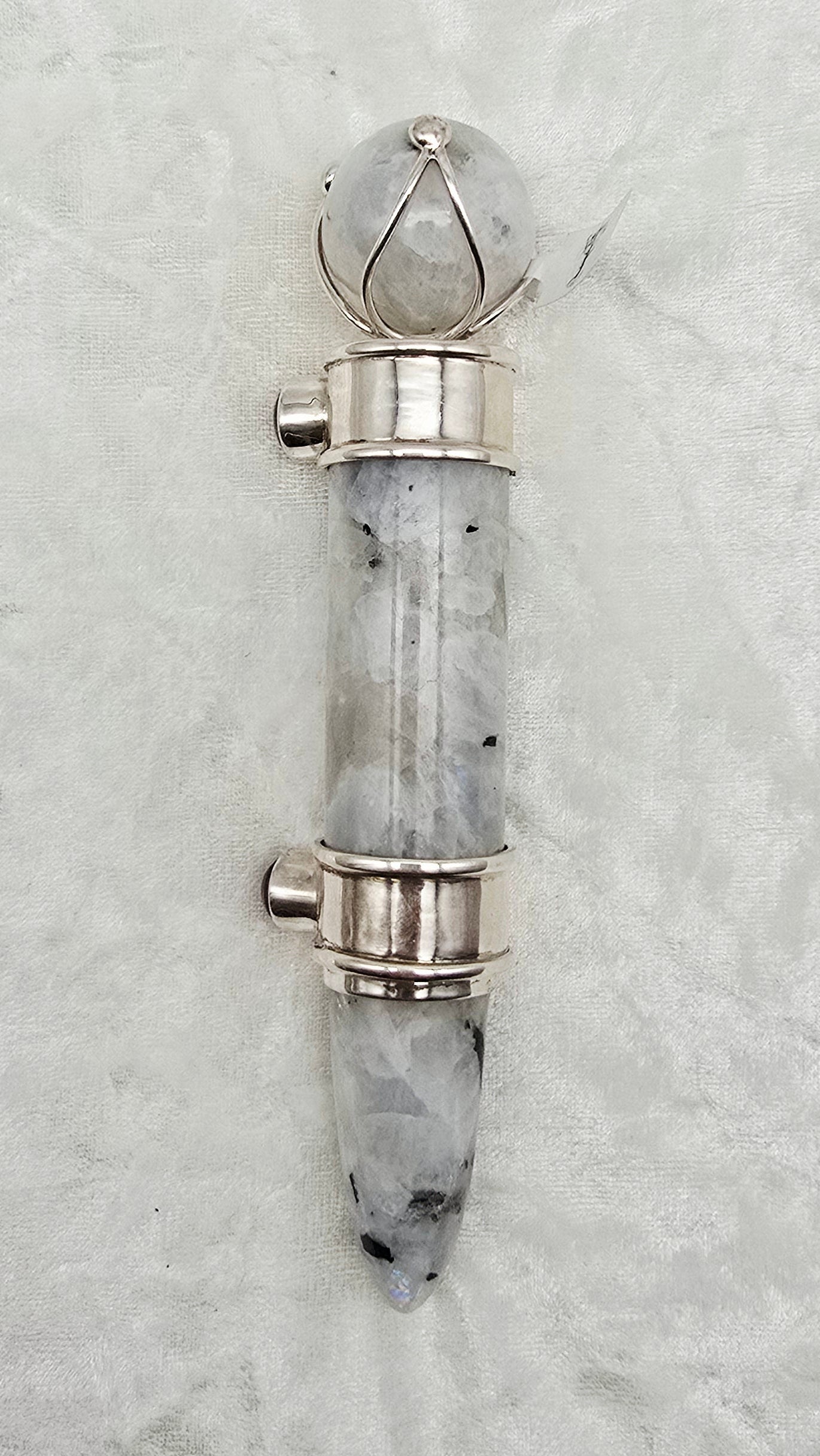 One of a Kind Magic Wand ~ Moonstone with Star Ruby for Harmony, Alignment with Higher Self and Divine Love