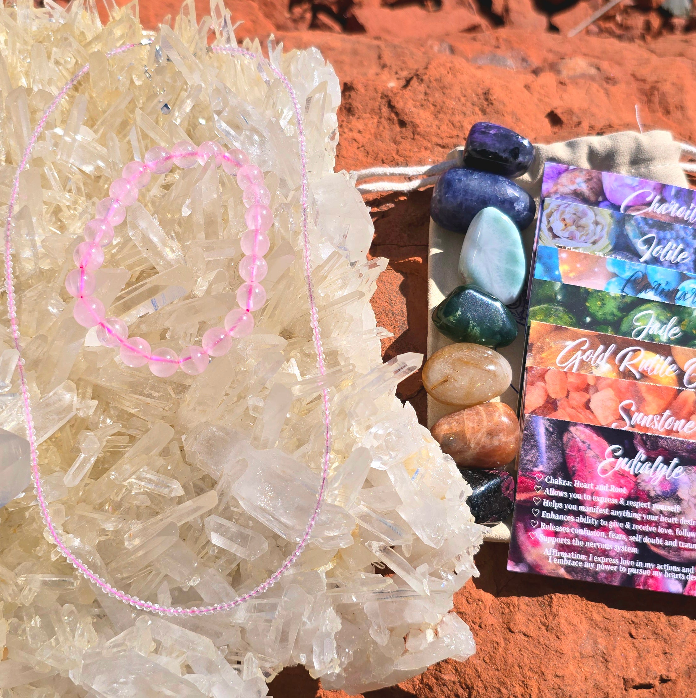 Everyday Magic Holiday Set | Choker Bracelet + Luxury 7-Chakra Stone Set | Citrine Rose Quartz Amethyst Black Tourmaline