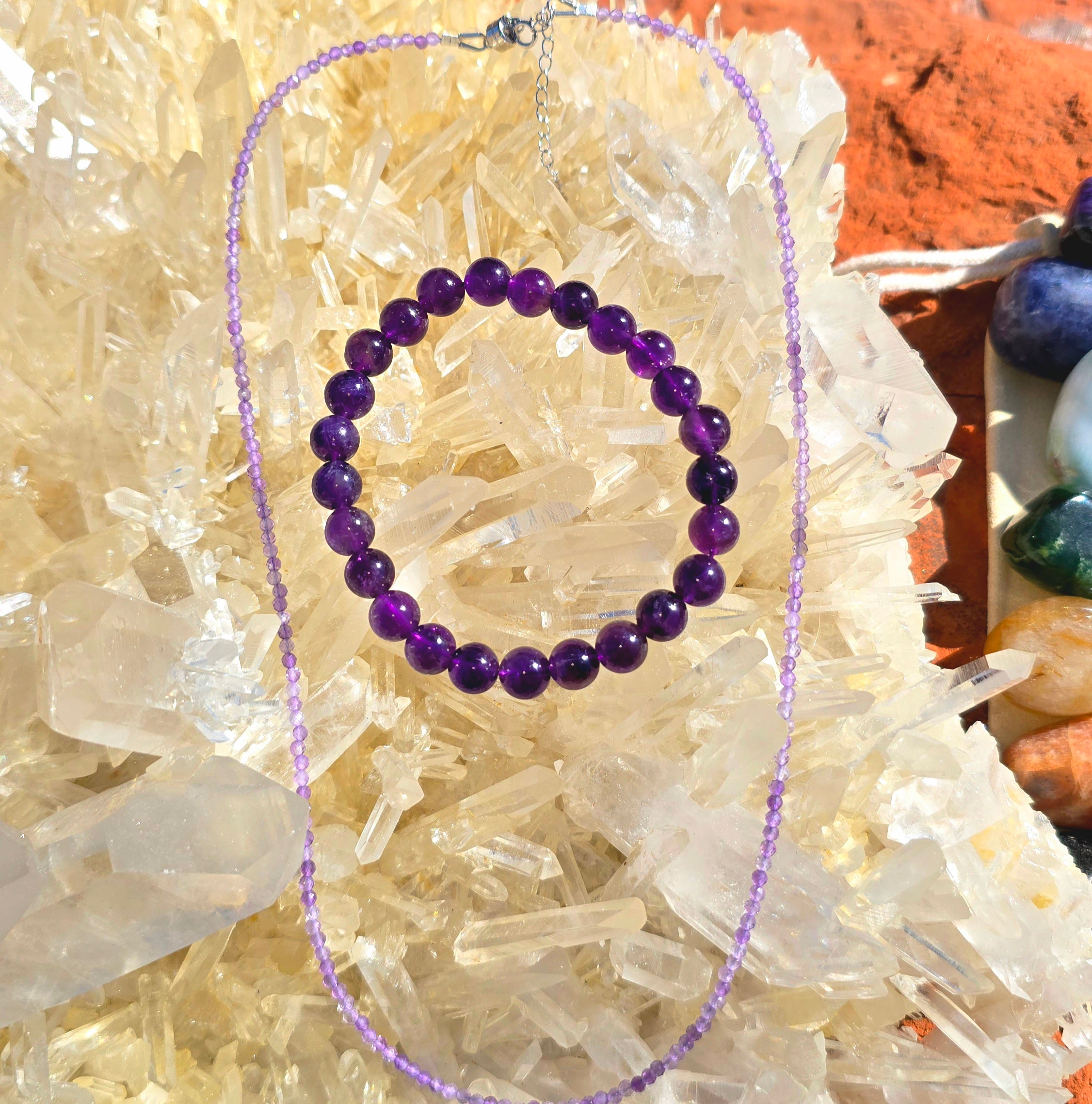Everyday Magic Holiday Set | Choker Bracelet + Luxury 7-Chakra Stone Set | Citrine Rose Quartz Amethyst Black Tourmaline