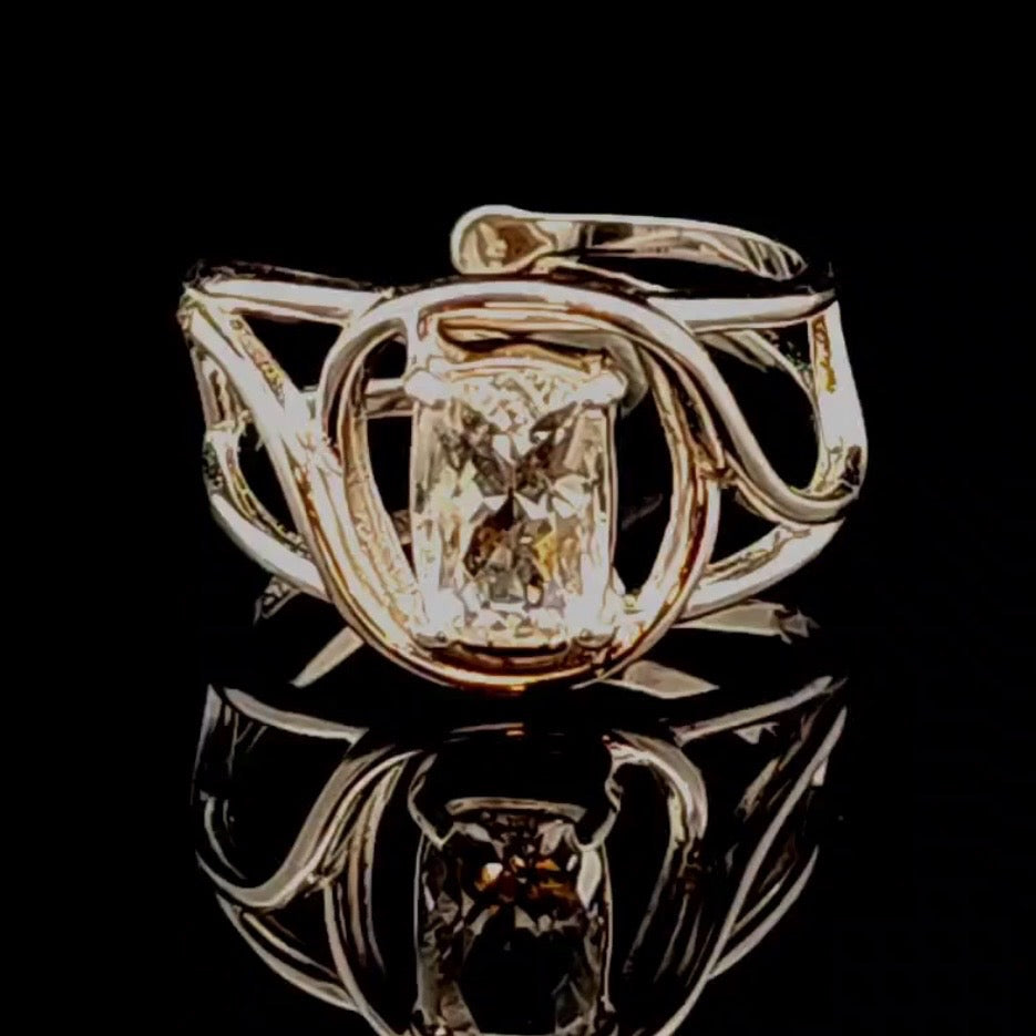 Petalite Finger Cuff Adjustable Ring .925 Silver (Gem Grade) for Profound Healing and Spiritual Advancement