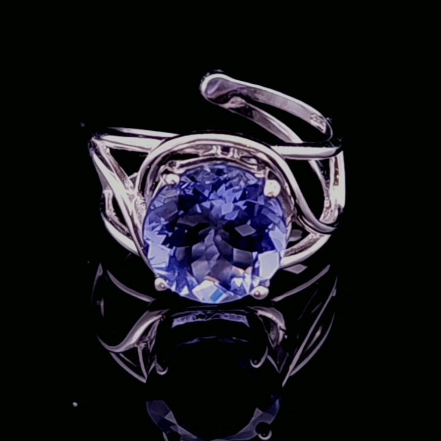 Color Changing Fluorite Adjustable Finger Cuff Ring .925 Silver (High Quality) for Inspiration, Focus and Wisdom