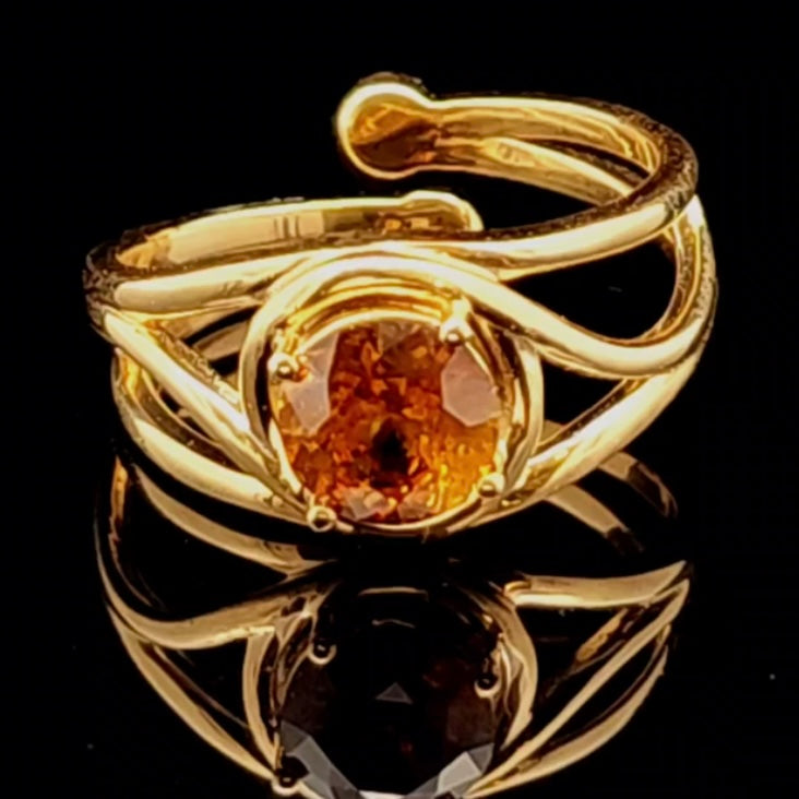 Sphene Adjustable Finger Cuff Ring 18K Solid Gold for Power Healing and Revitalizing your Life Force