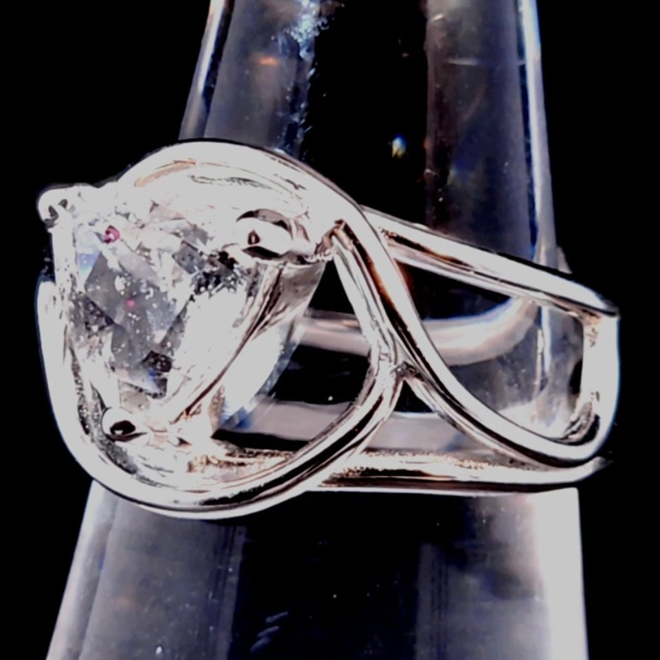 Pink Fire Covellite in Quartz Finger Cuff Adjustable Ring .925 Silver (Gem Grade) for Spiritual Evolution and Energy Flow