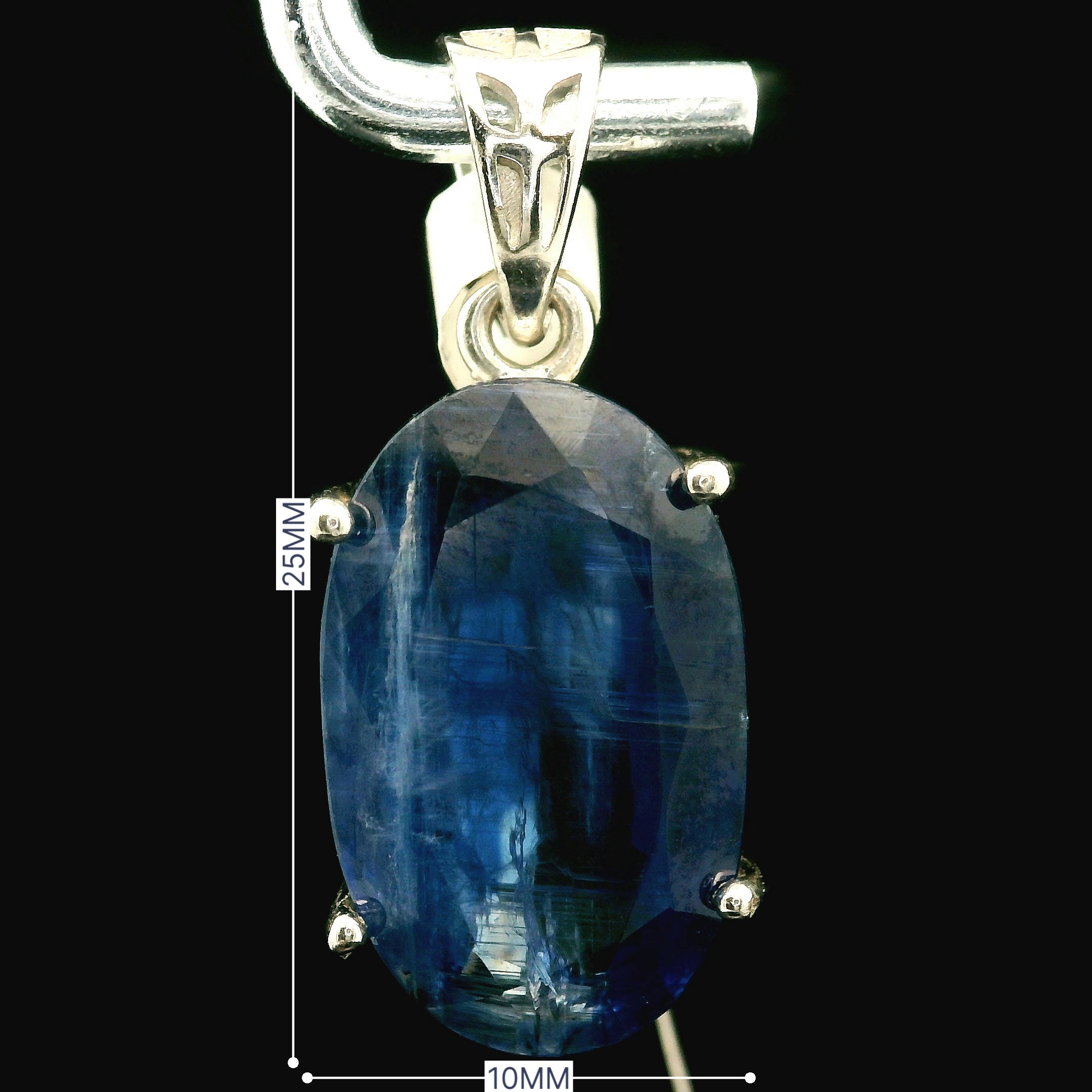 Kyanite Faceted Pendant for Healing Work, High Intuition and Releasing Addiction