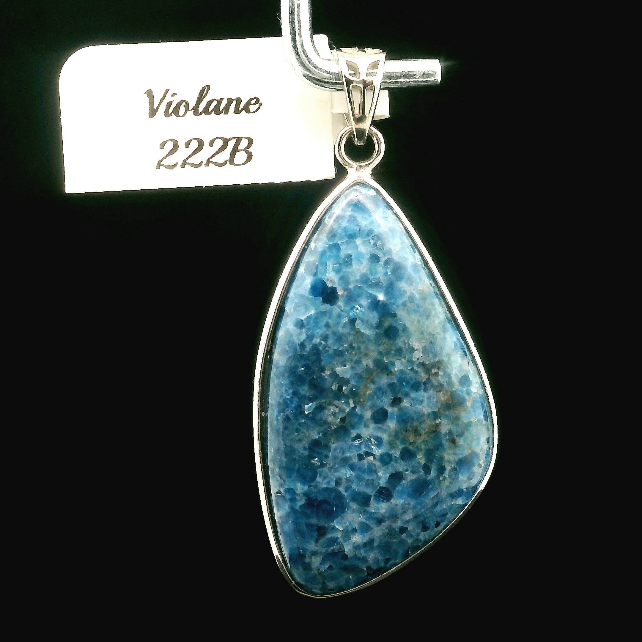 Blue Diopside (Violane) Pendant .925 Silver (High Quality) for Communicating with Angels