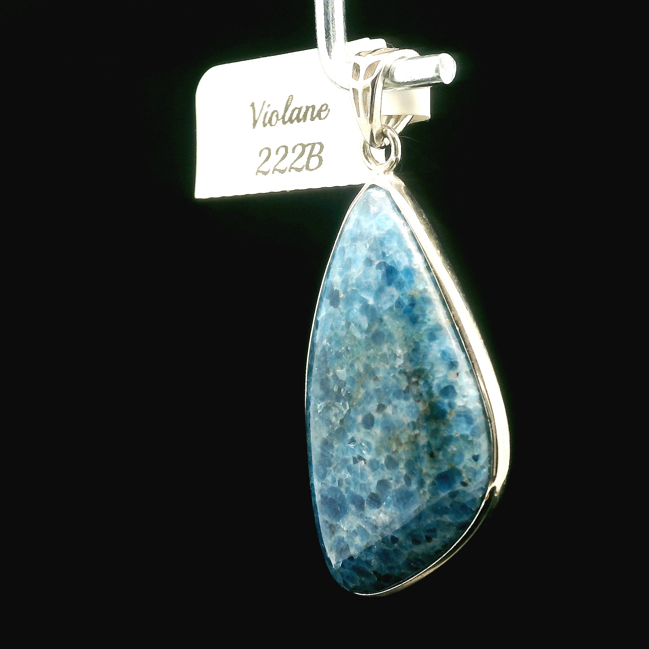 Blue Diopside (Violane) Pendant .925 Silver (High Quality) for Communicating with Angels