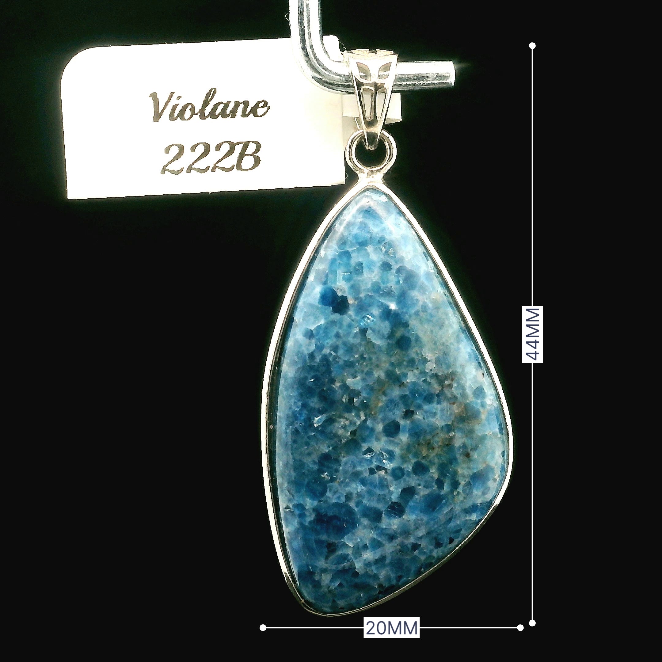 Blue Diopside (Violane) Pendant .925 Silver (High Quality) for Communicating with Angels
