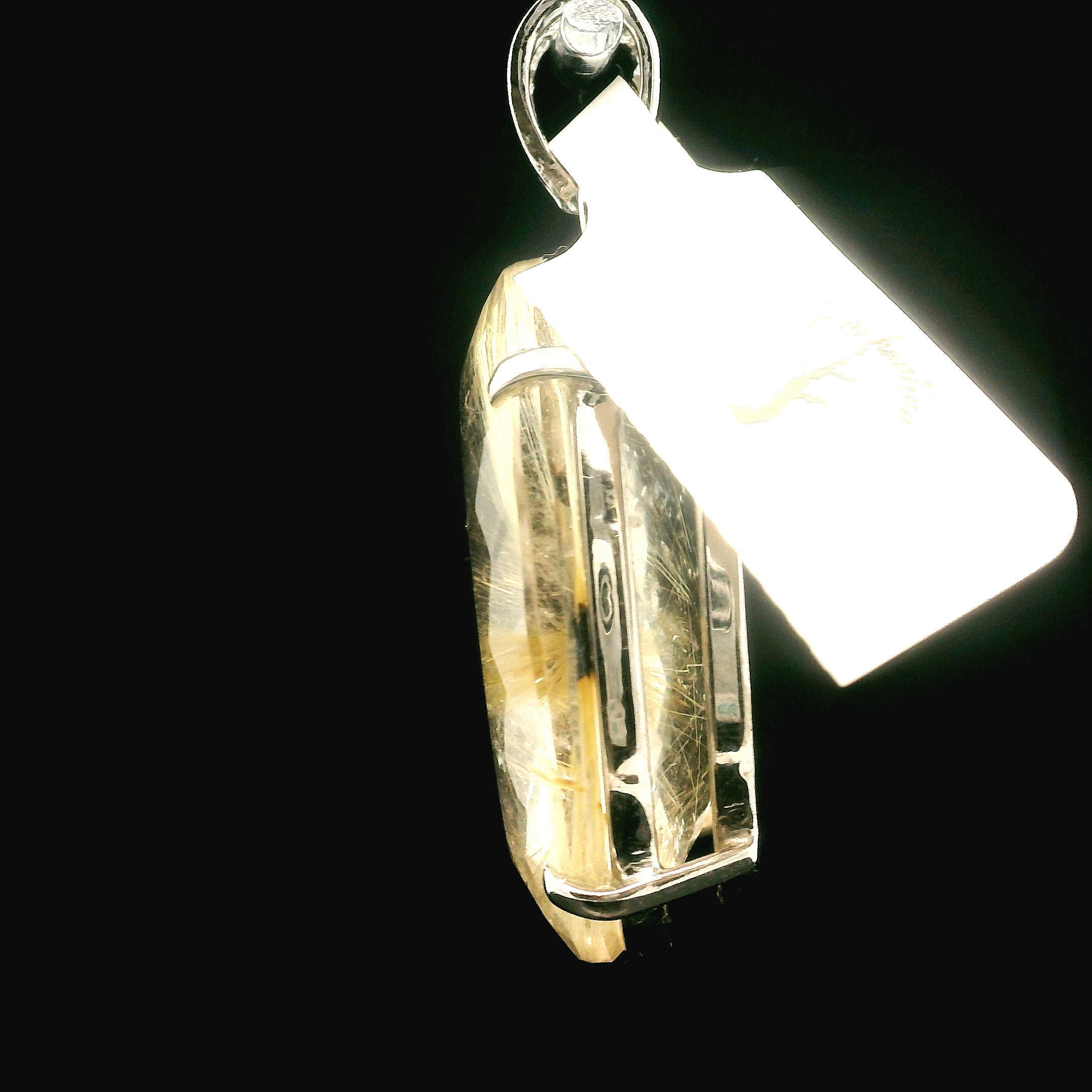 Gold Rutile Pendant .925 Silver for Insight, Meditation & Shamanic Journey