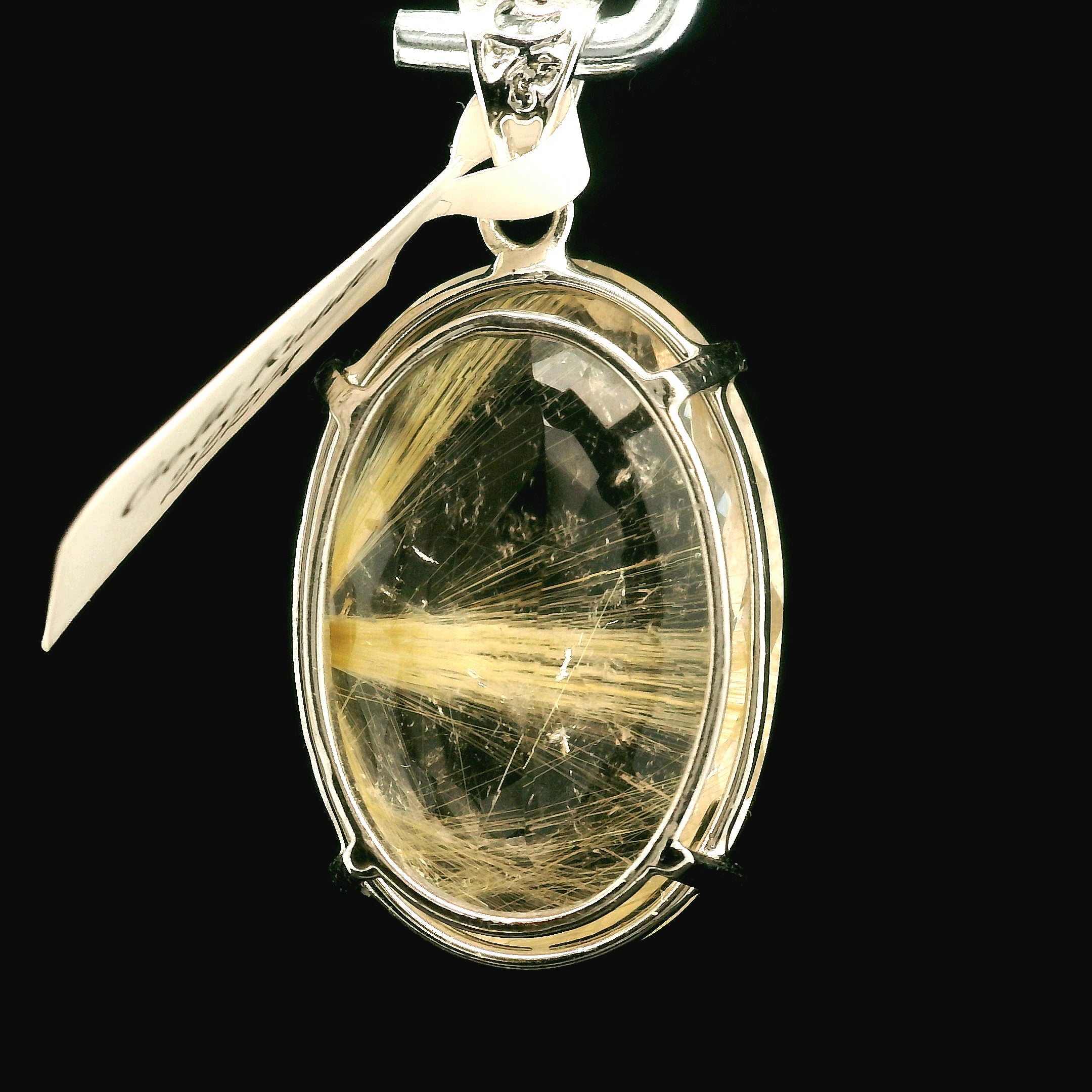 Gold Rutile Pendant .925 Silver for Insight, Meditation & Shamanic Journey