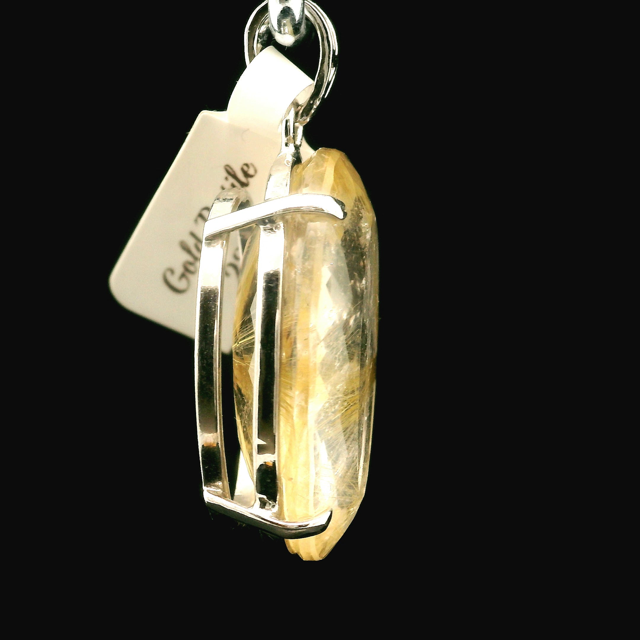 Gold Rutile Pendant .925 Silver for Insight, Meditation & Shamanic Journey