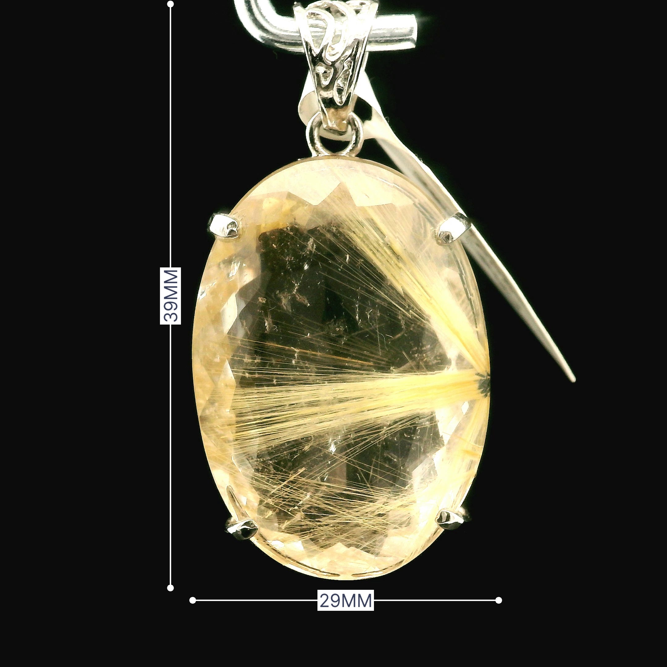 Gold Rutile Pendant .925 Silver for Insight, Meditation & Shamanic Journey