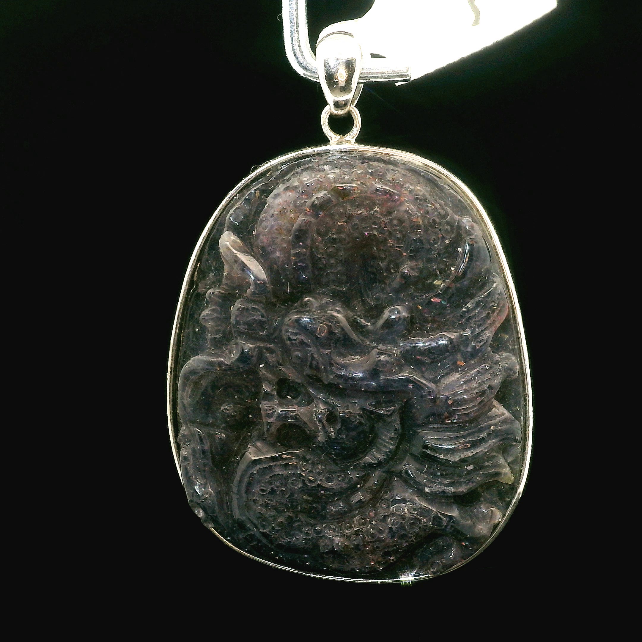 Iolite with Sunstone Dragon Pendant for Sharp Intuition & Visions