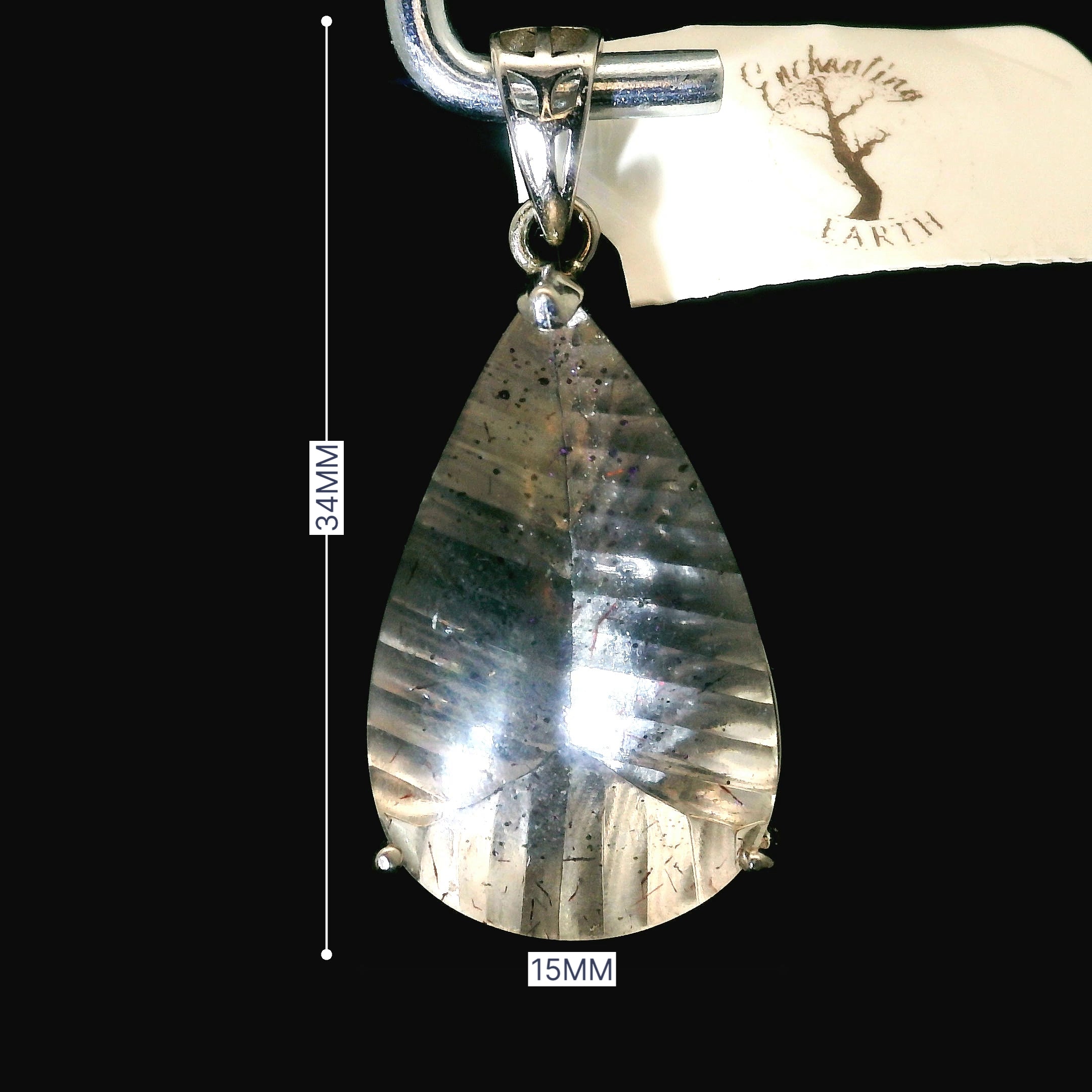 Pink Fire Covellite in Quartz .925 Silver Pendant for Spiritual Evolution and Energy Flow