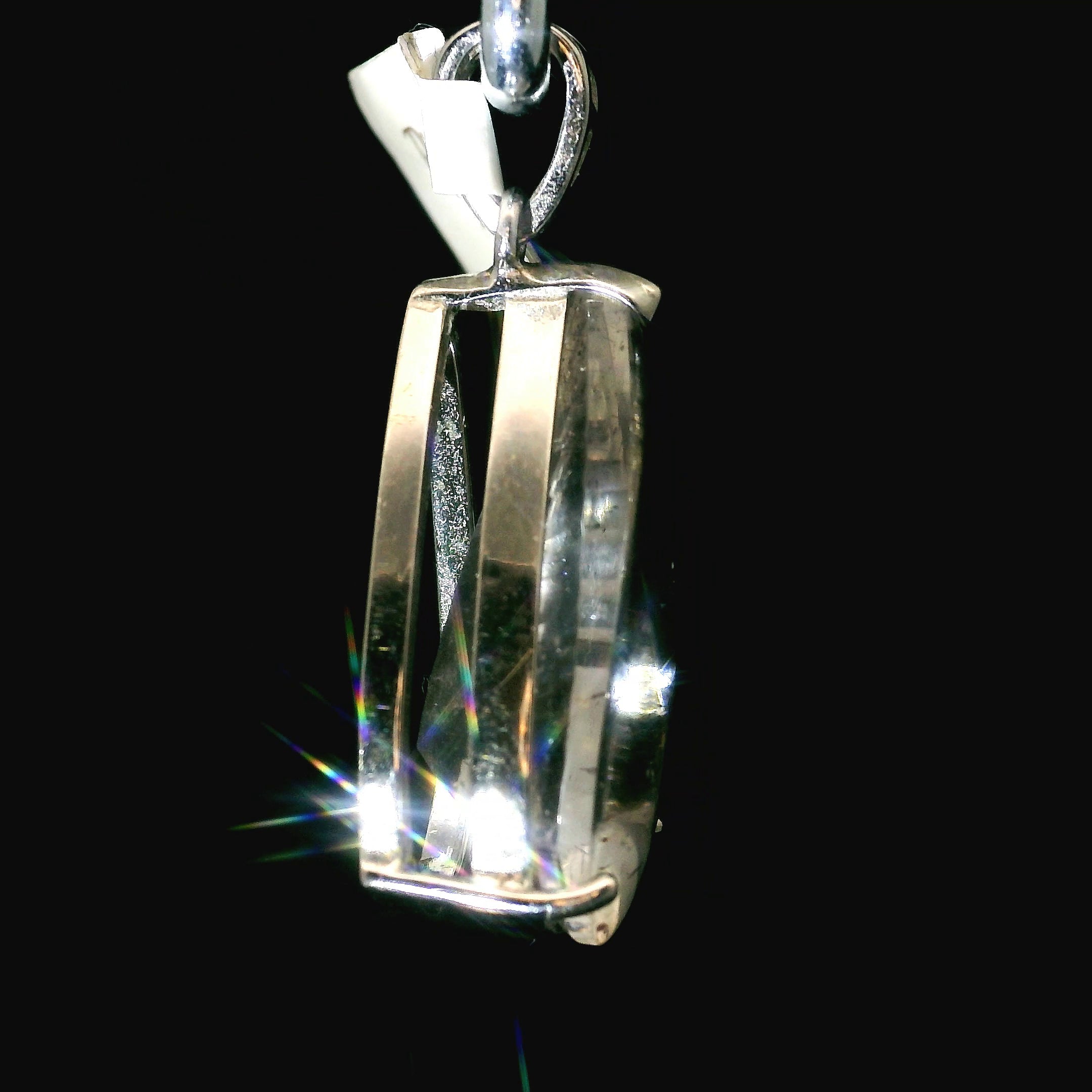 Pink Fire Covellite in Quartz .925 Silver Pendant for Spiritual Evolution and Energy Flow