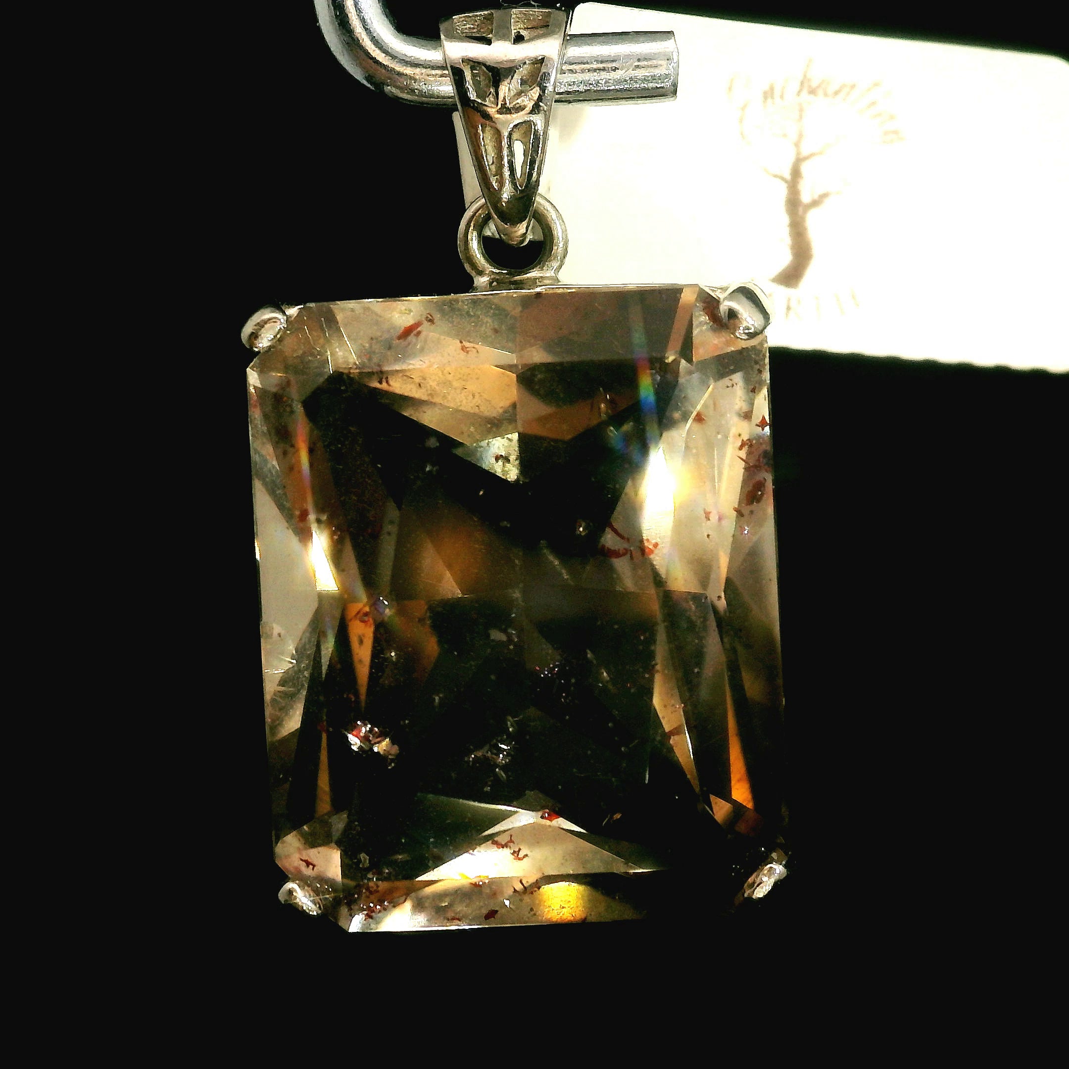 Pink Fire Covellite in Quartz .925 Silver Pendant for Spiritual Evolution and Energy Flow