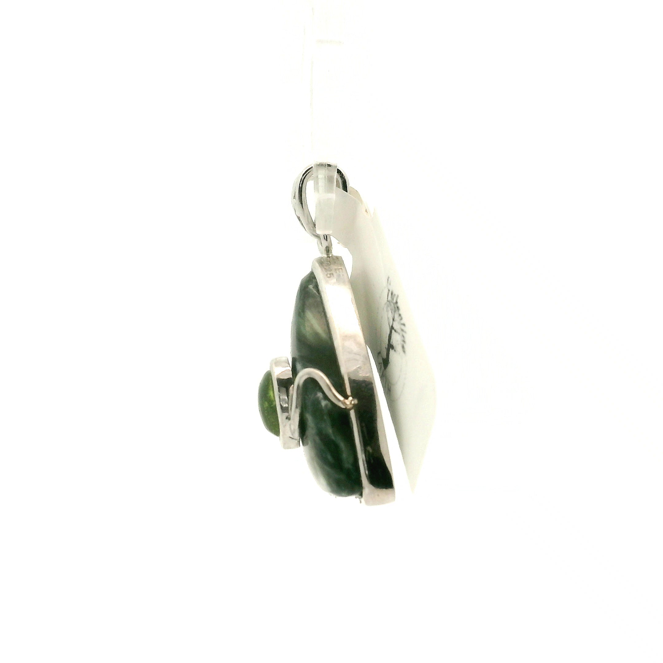 Seraphinite & Tourmaline Pendant .925 Silver for Angelic Connection, Healing and Regeneration
