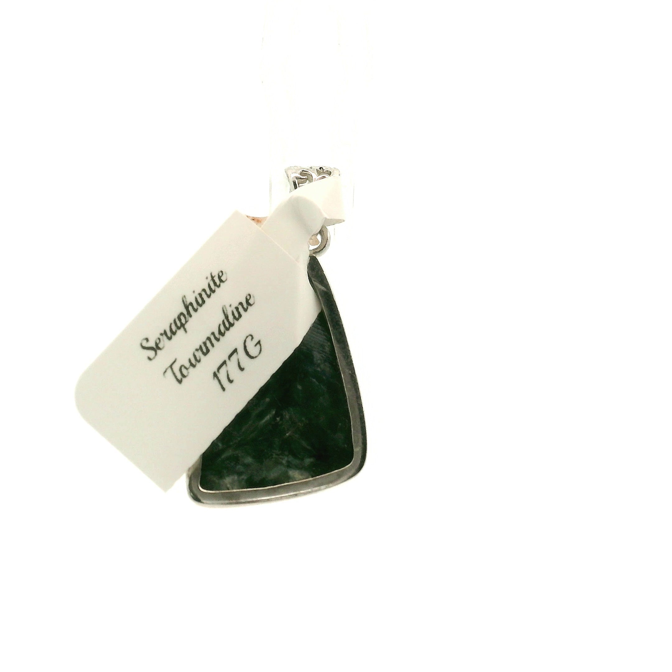 Seraphinite & Tourmaline Pendant .925 Silver for Angelic Connection, Healing and Regeneration
