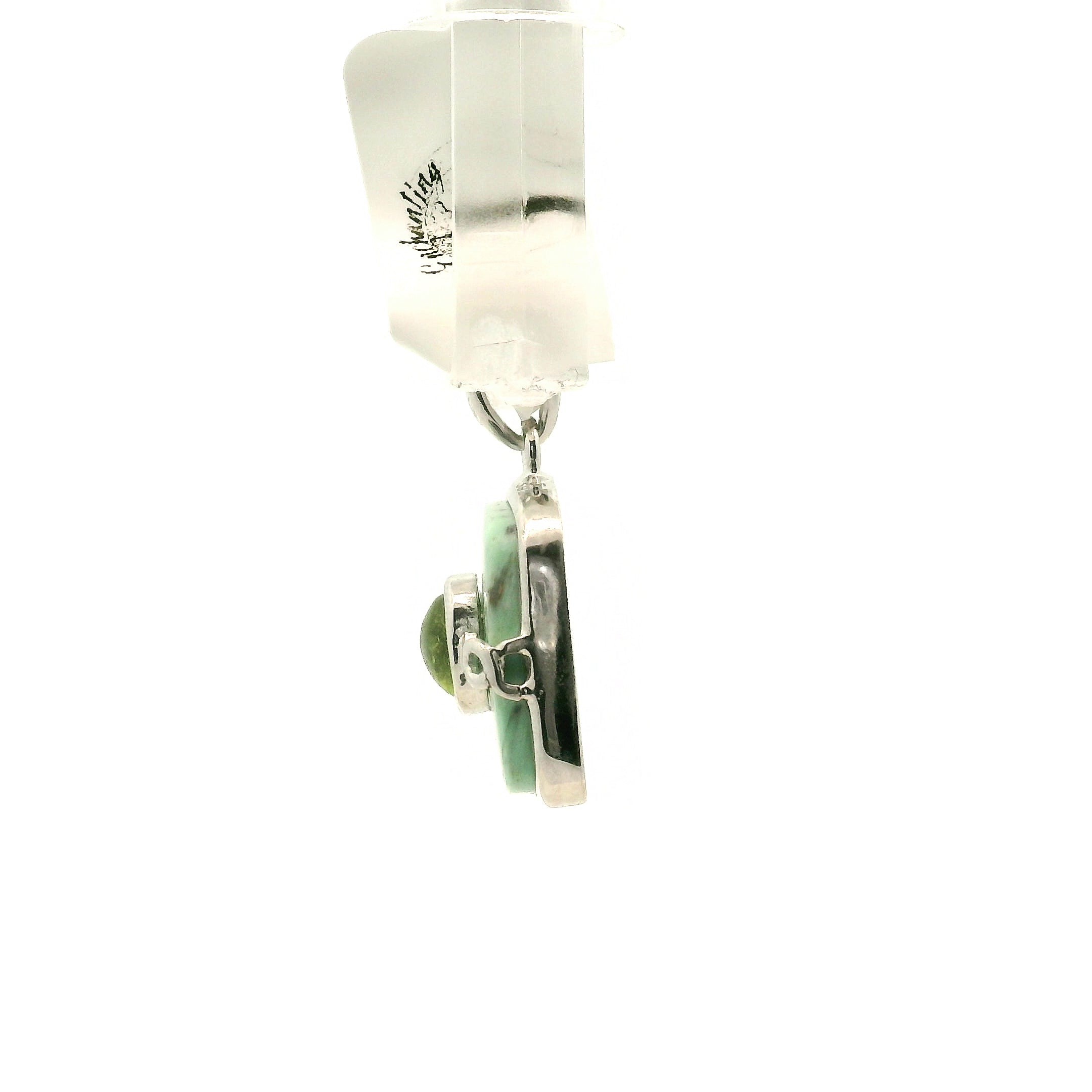 Variscite & Tourmaline Pendant .925 Silver for Emotional Healing, Joy, Love and Prosperity