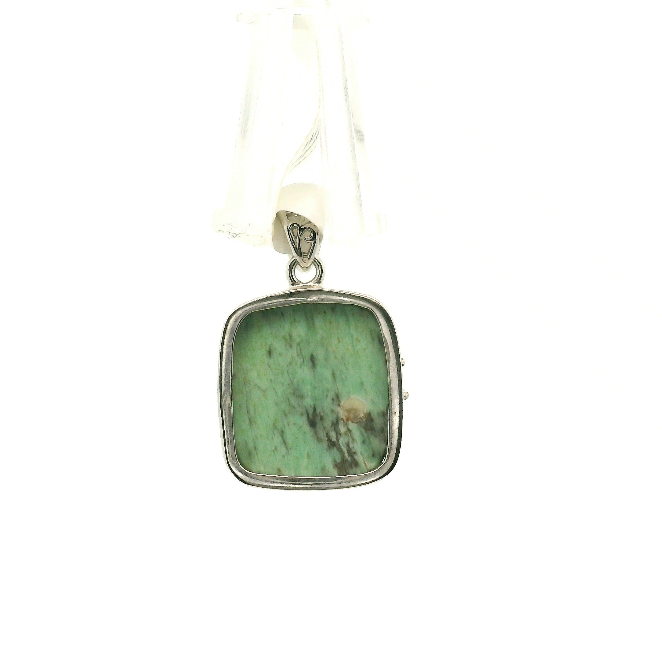 Variscite & Tourmaline Pendant .925 Silver for Emotional Healing, Joy, Love and Prosperity