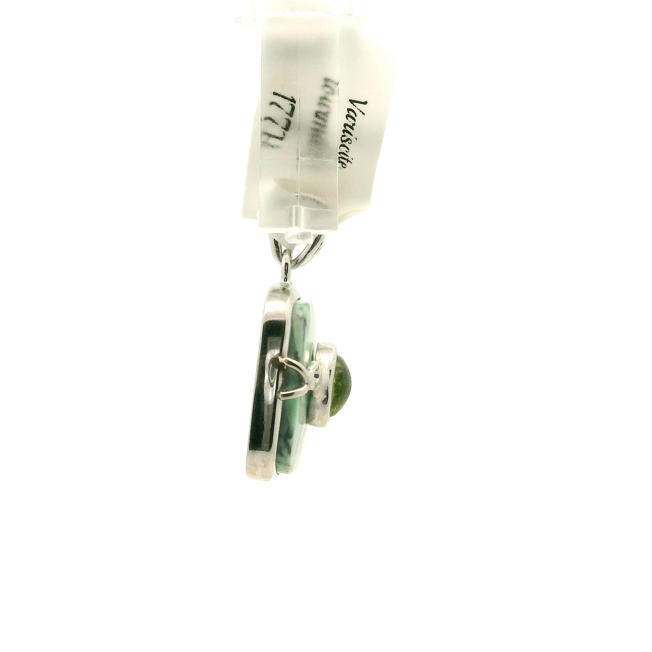 Variscite & Tourmaline Pendant .925 Silver for Emotional Healing, Joy, Love and Prosperity