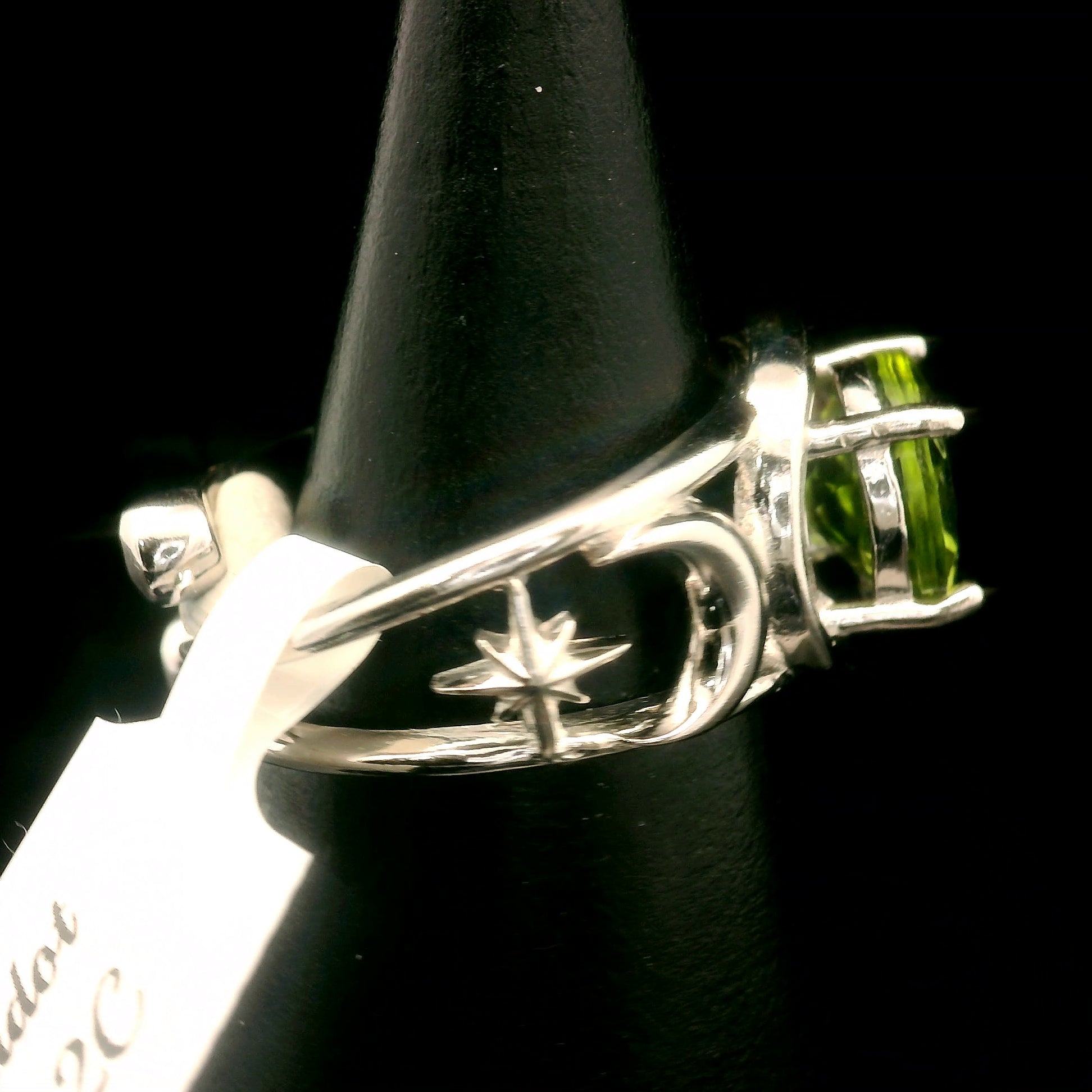 Peridot Triple Moon Cuff Ring .925 Silver for Power, Prosperity and Protection