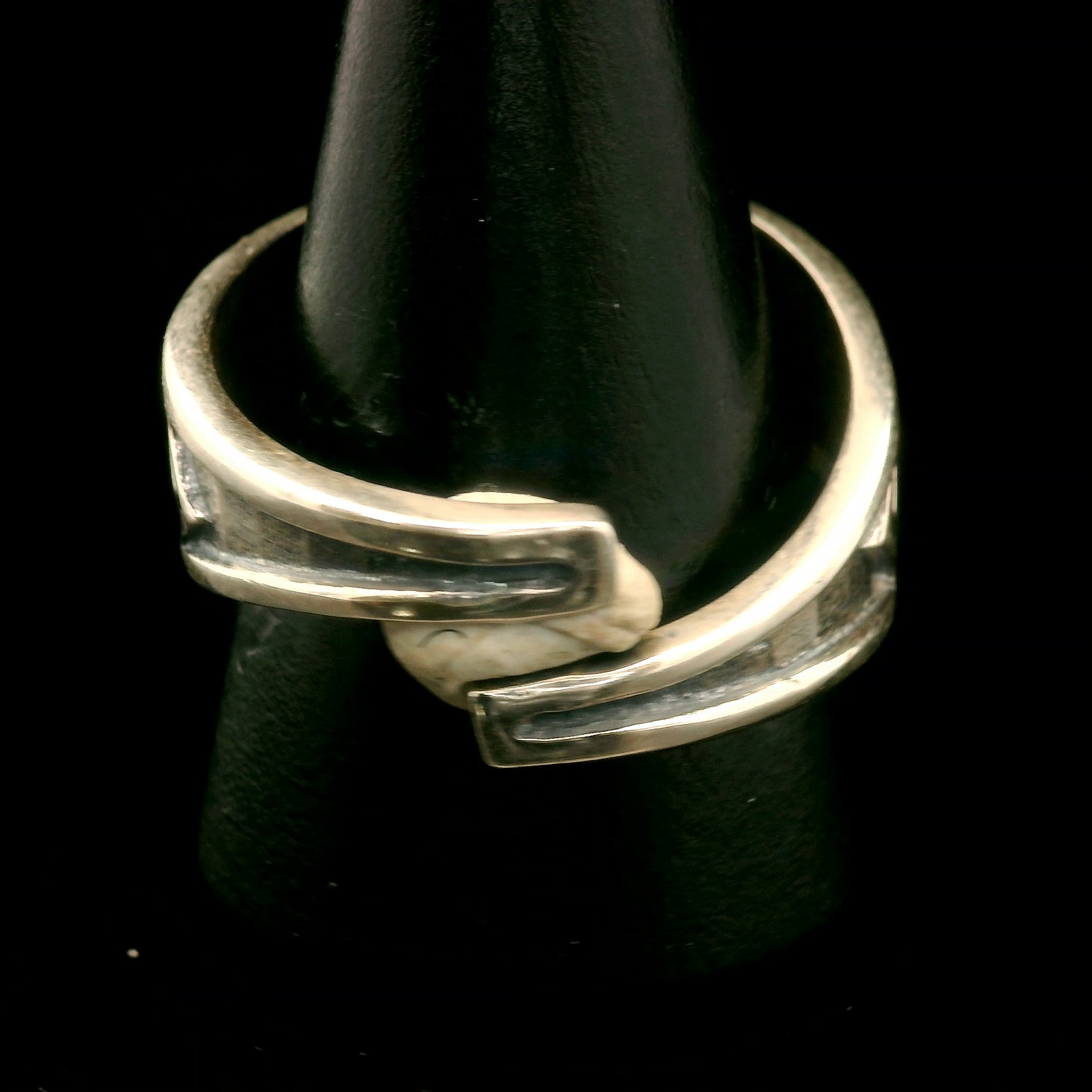 Black Spinel Tribal Cuff Ring .925 Silver for Empowerment, Grounding and Protection
