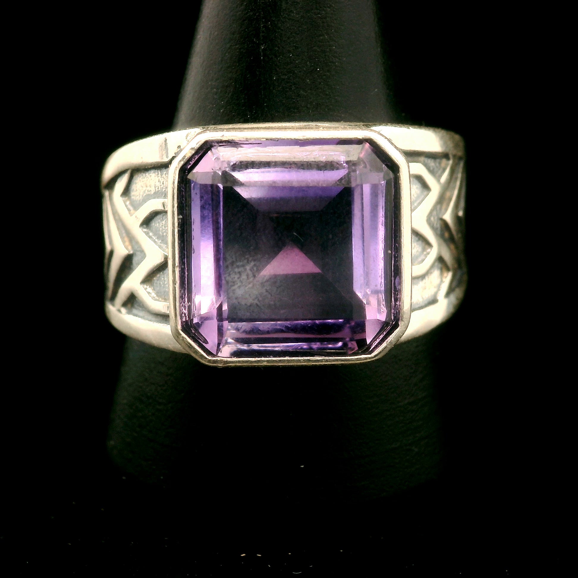 Amethyst Tribal Cuff Ring .925 Silver for Enhancing your Intuitive Gifts