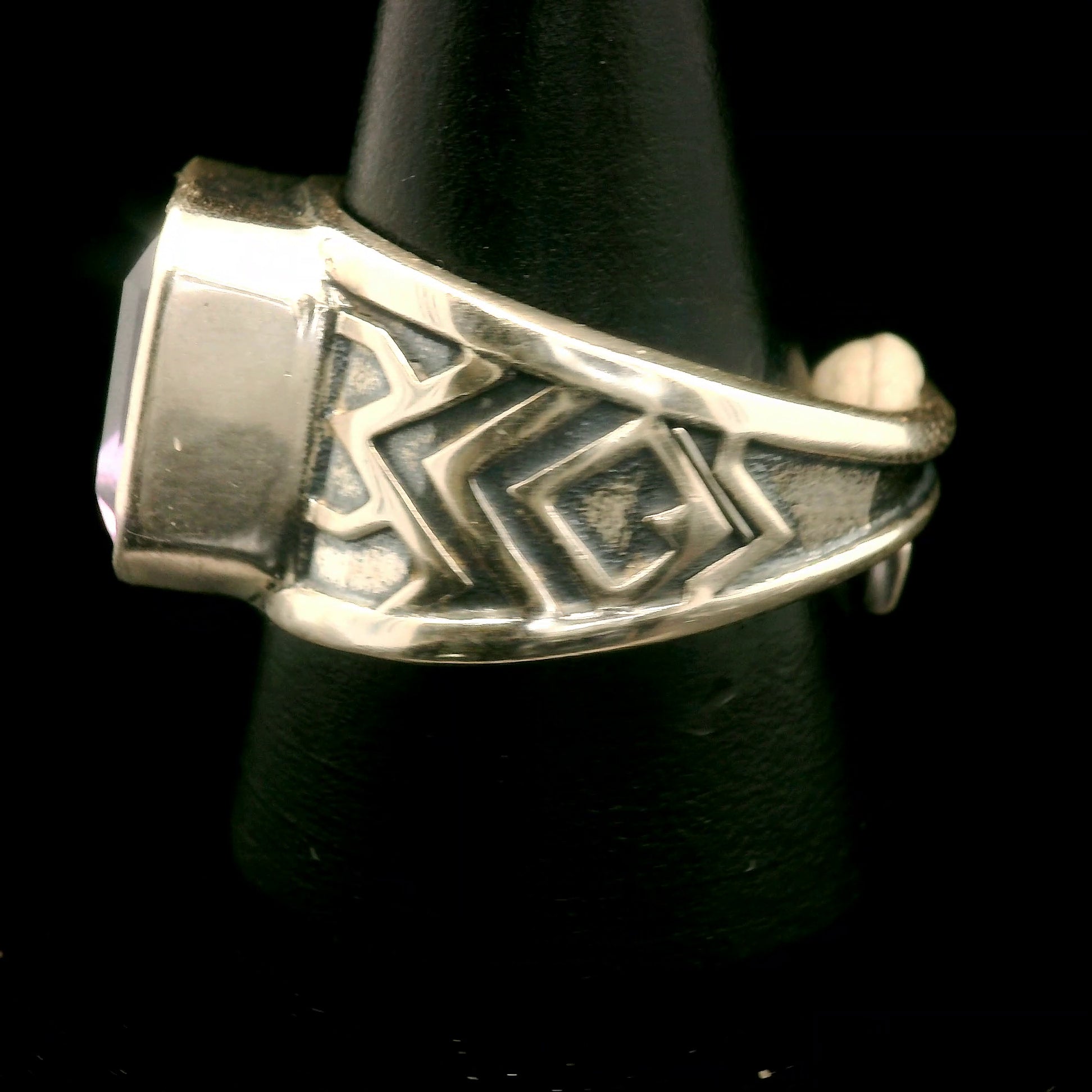 Amethyst Tribal Cuff Ring .925 Silver for Enhancing your Intuitive Gifts