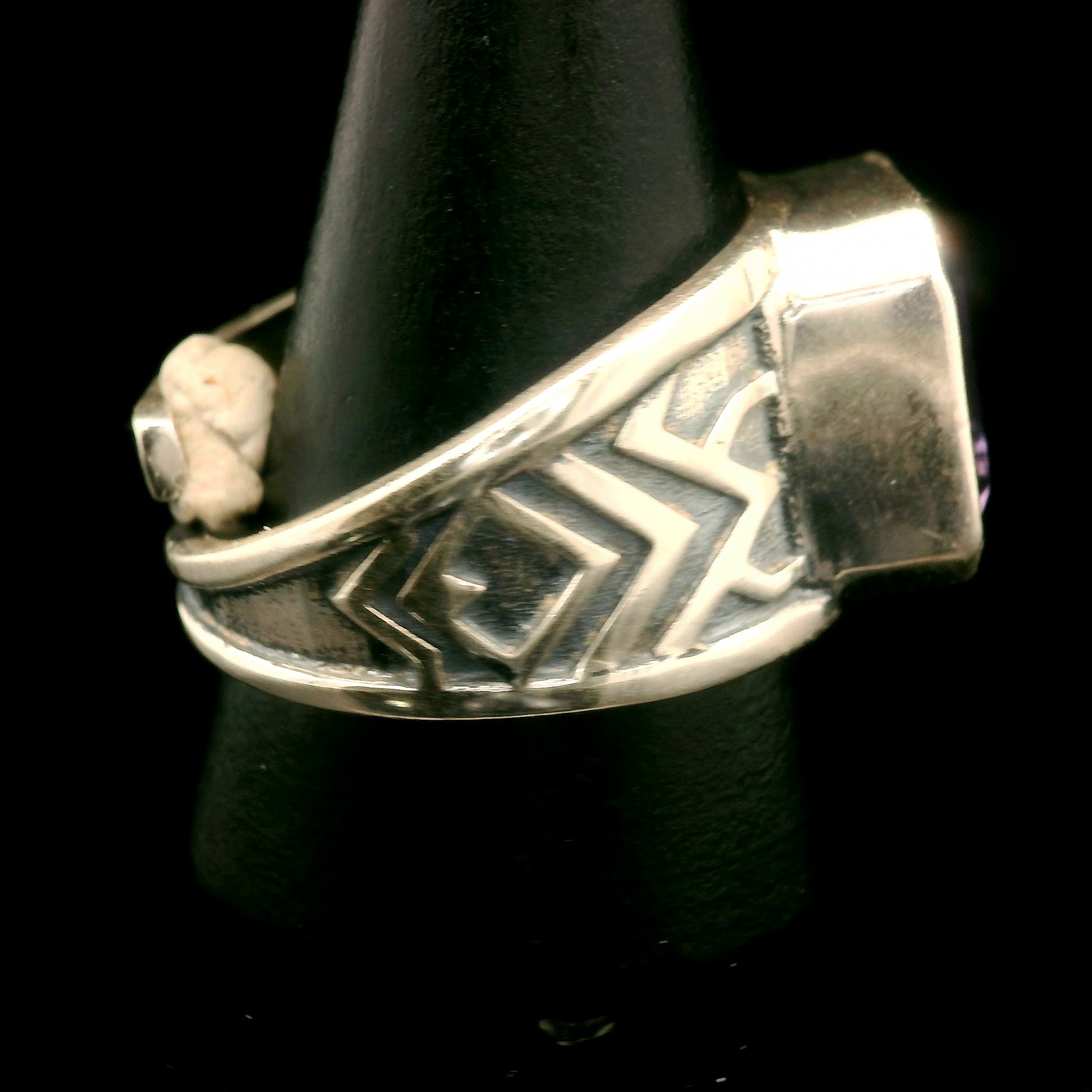 Amethyst Tribal Cuff Ring .925 Silver for Enhancing your Intuitive Gifts