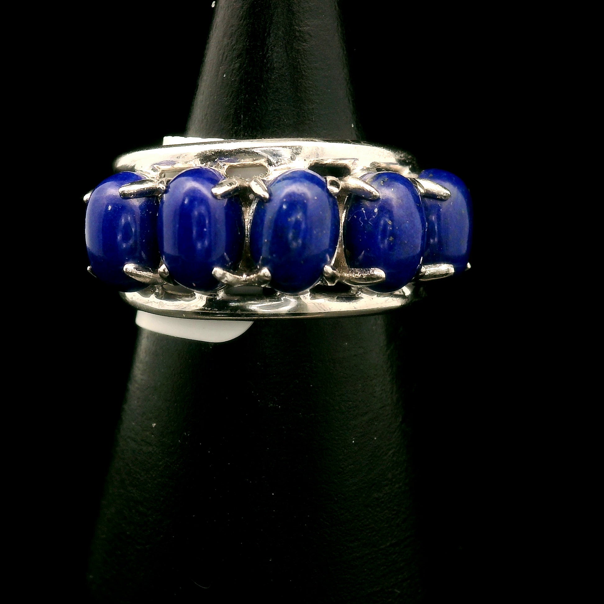 Lapis Lazuli Stacker Cuff Ring .925 Silver for Power & Confidence