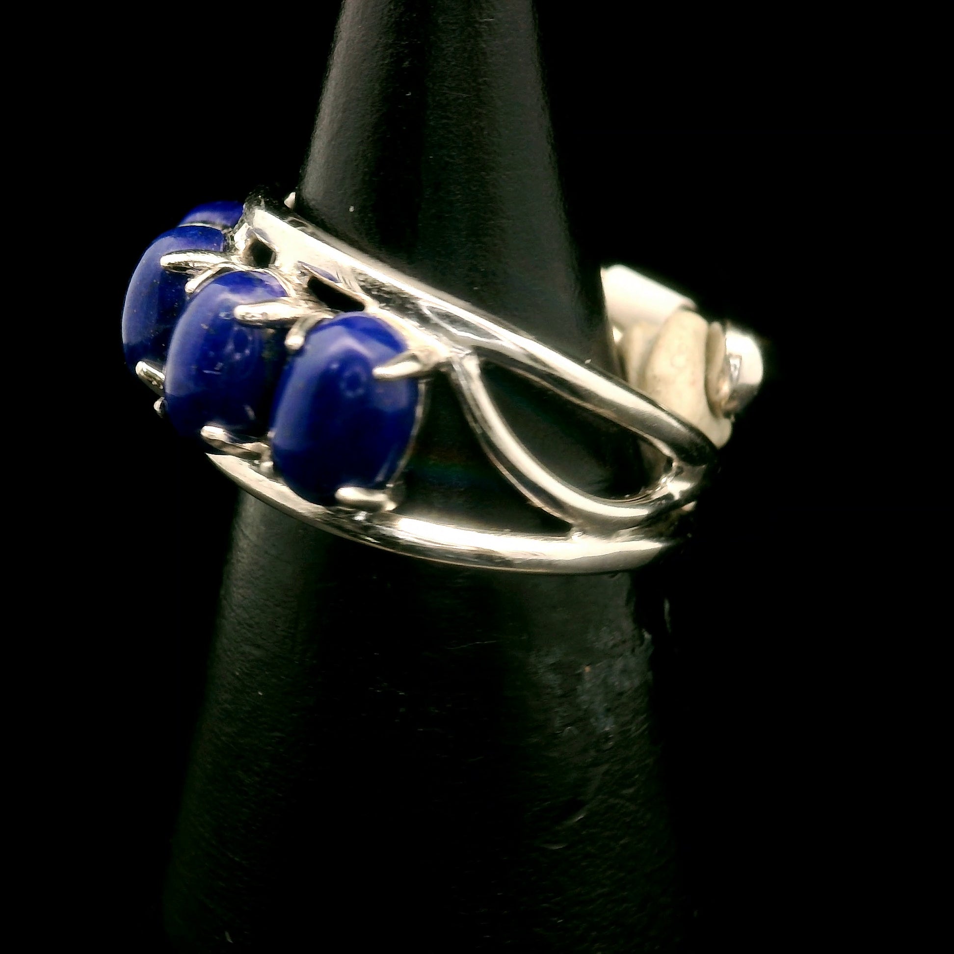 Lapis Lazuli Stacker Cuff Ring .925 Silver for Power & Confidence