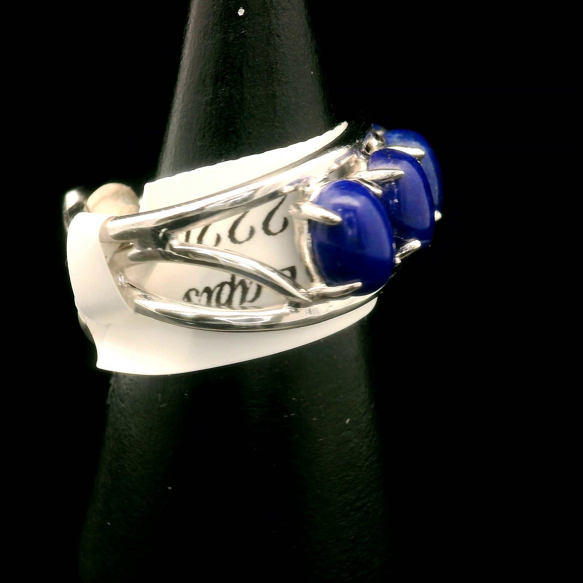 Lapis Lazuli Stacker Cuff Ring .925 Silver for Power & Confidence