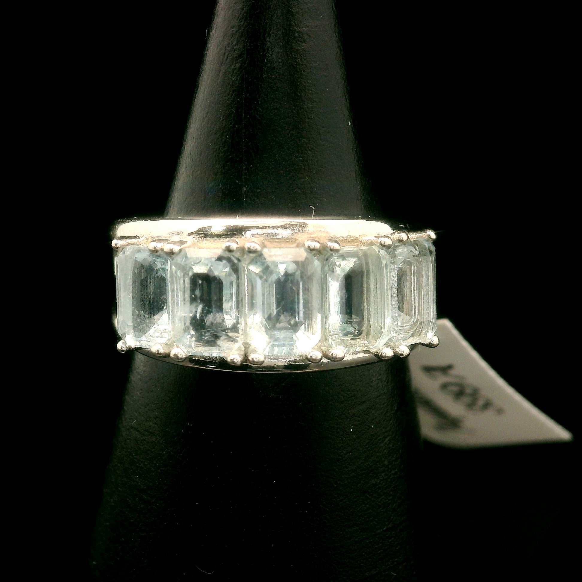 Aquamarine .925 Silver Adjustable Stacker Cuff Ring for Calm Communication