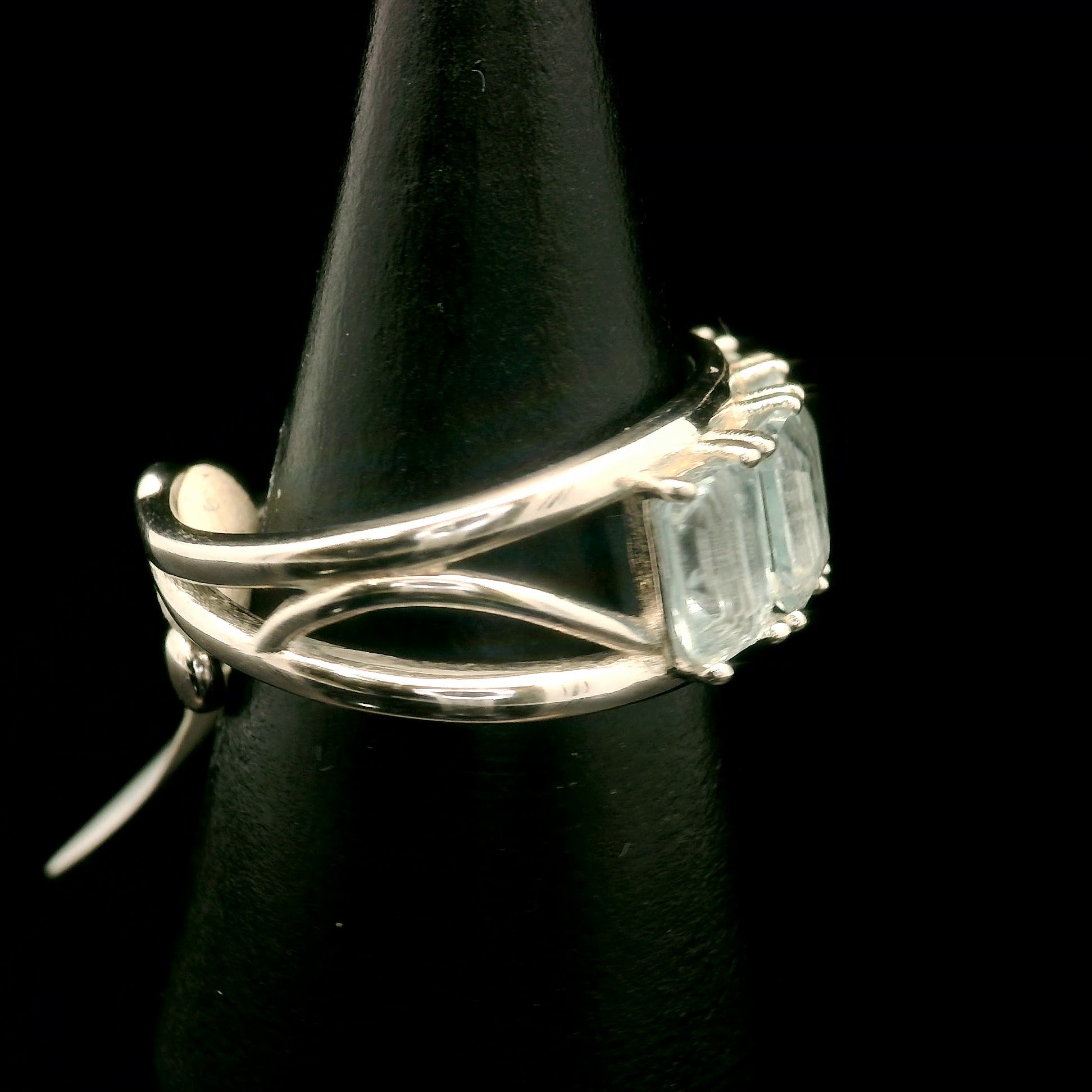 Aquamarine .925 Silver Adjustable Stacker Cuff Ring for Calm Communication