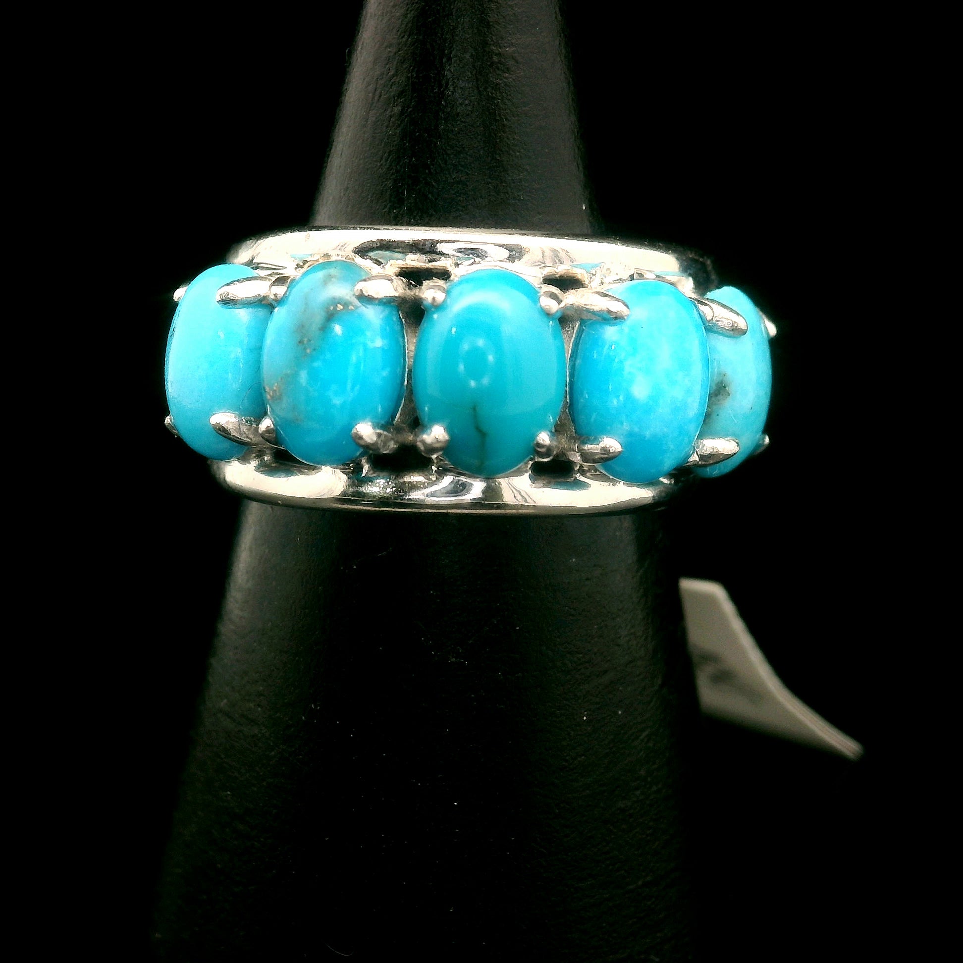 Turquoise Stacker Cuff Ring for Good Luck, Prosperity and Protection