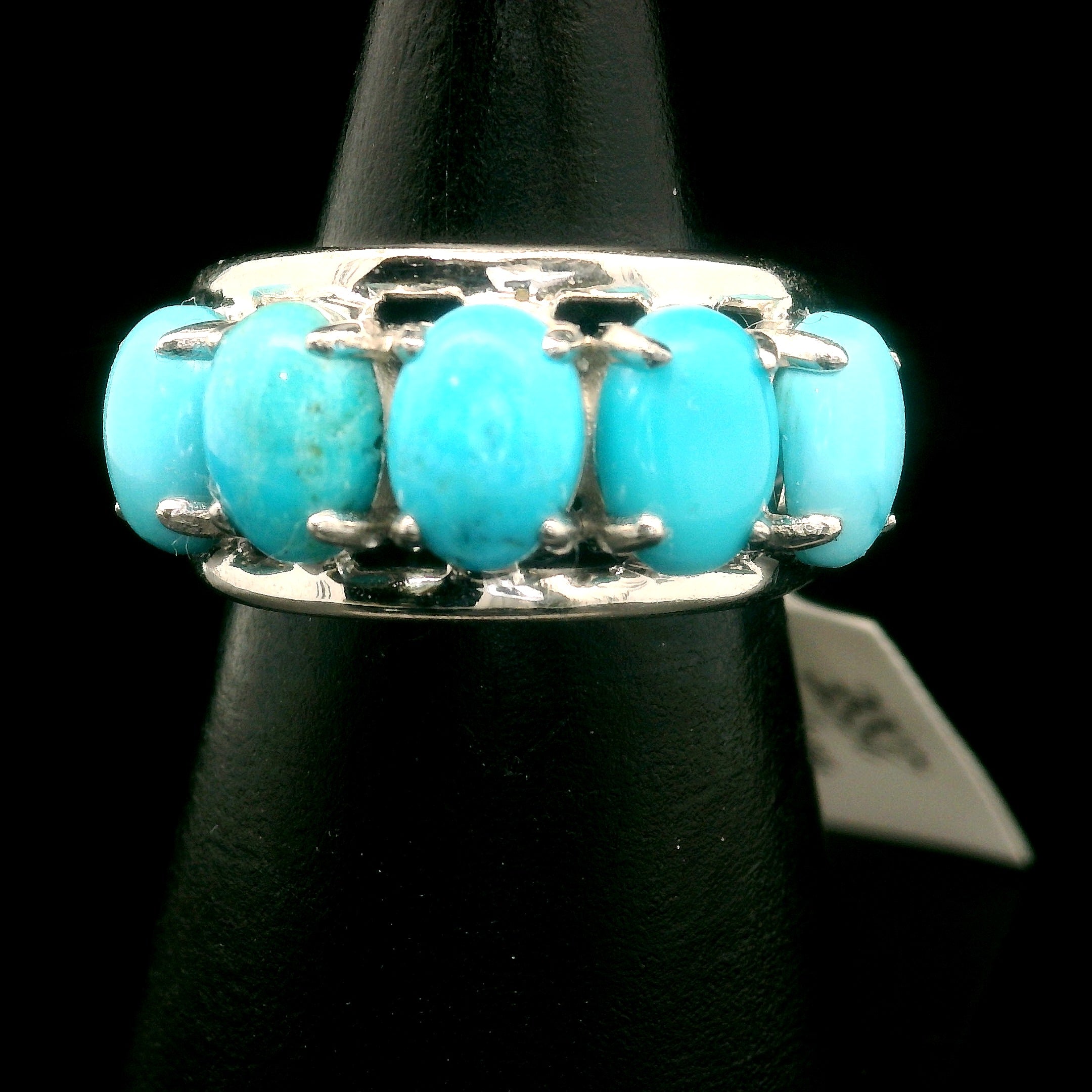 Turquoise Stacker Cuff Ring for Good Luck, Prosperity and Protection
