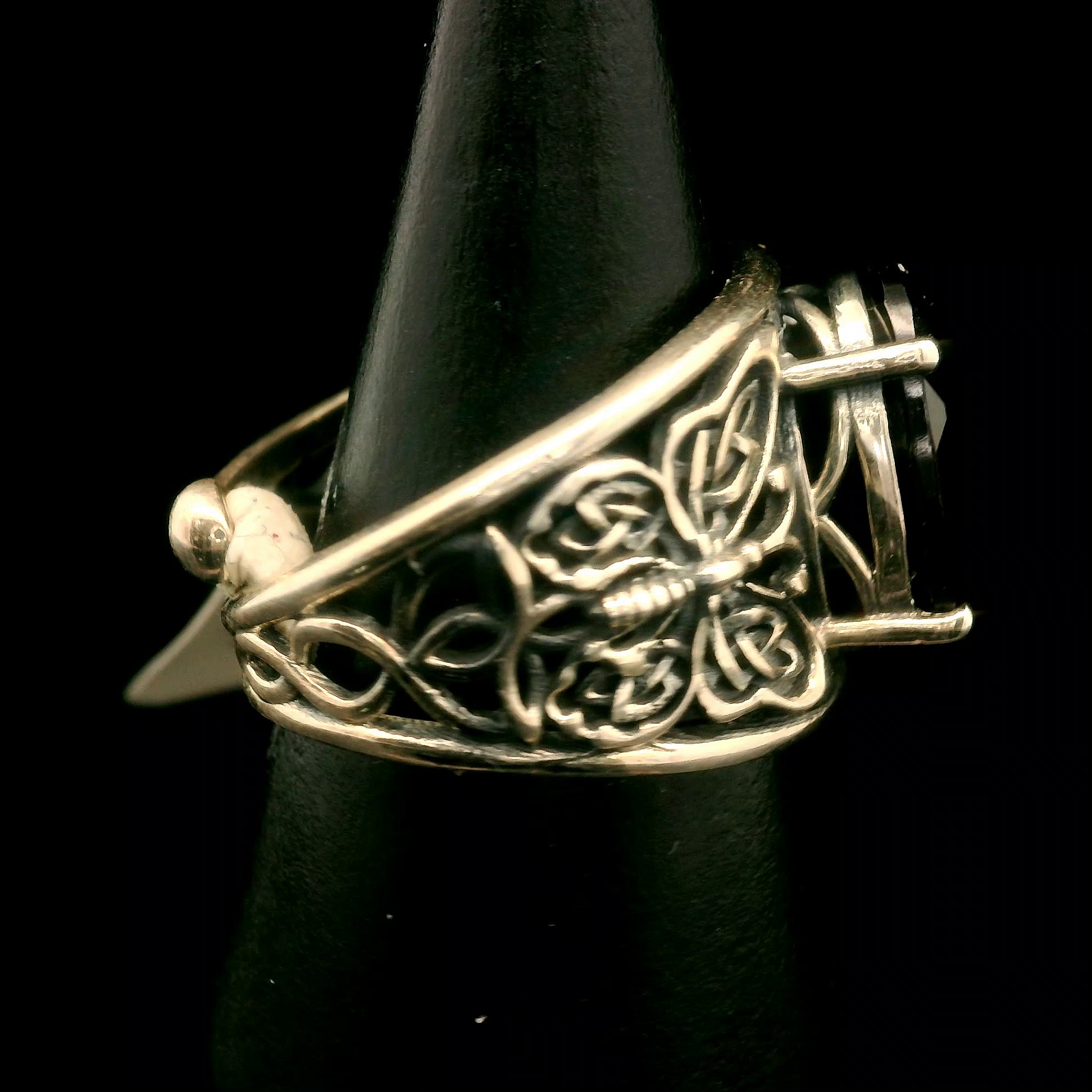 Garnet Butterfly Cuff Ring .925 Silver for Health and Strength
