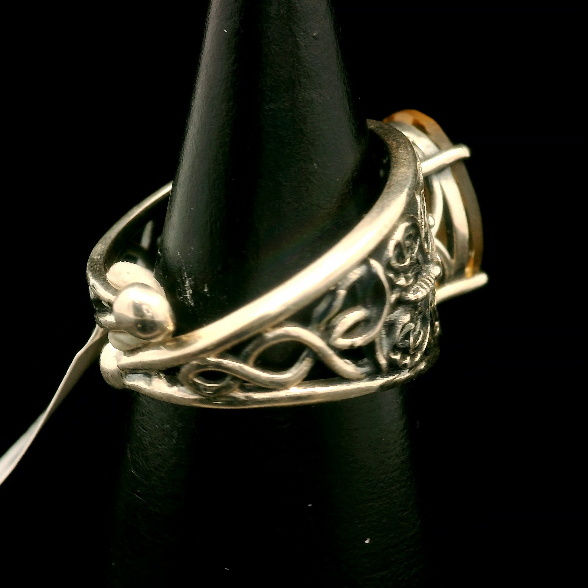 Citrine Butterfly Cuff Ring .925 Silver for Abundance, Good Luck and Positivity