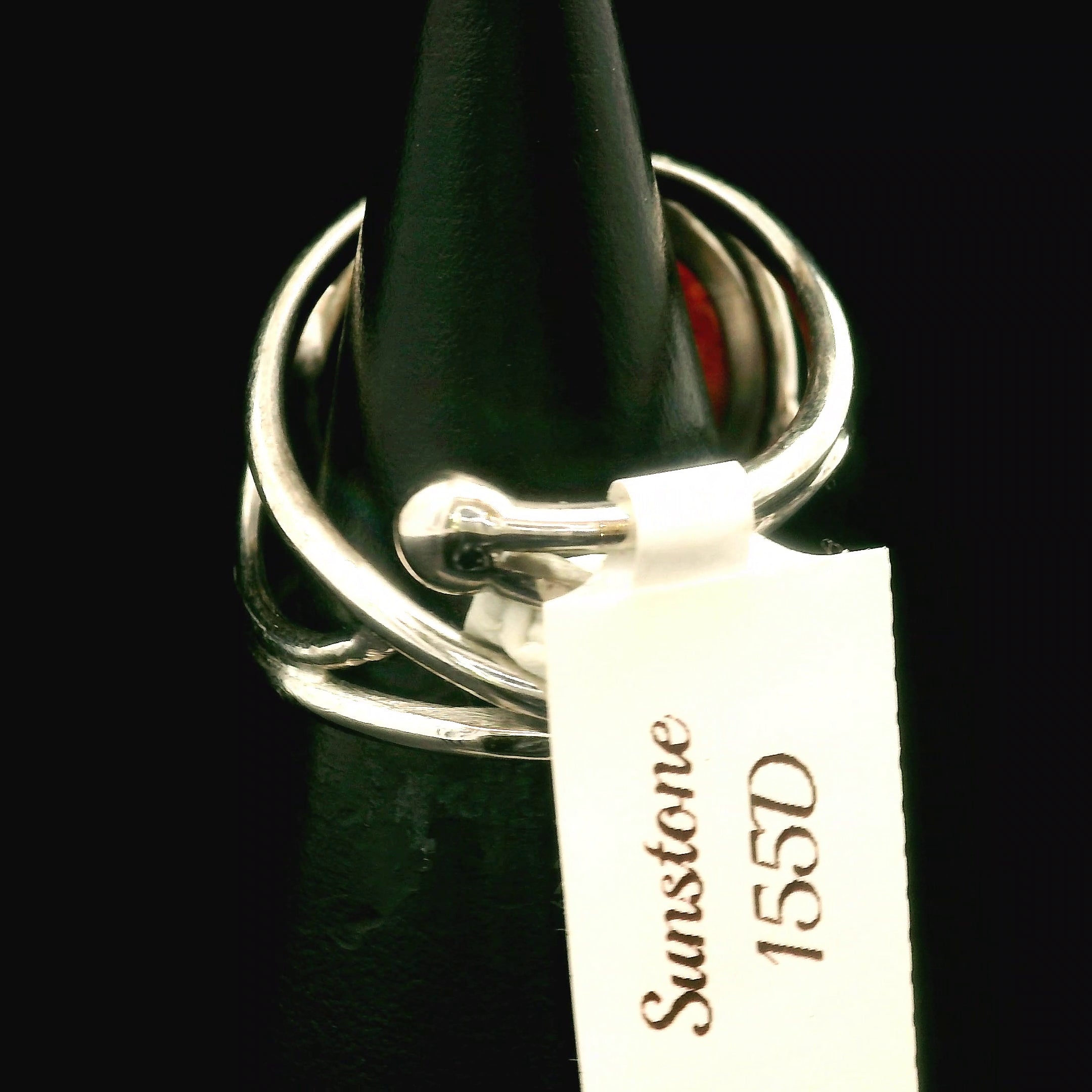 Sunstone Lotus Cuff Ring .925 Silver for Confidence and Strength