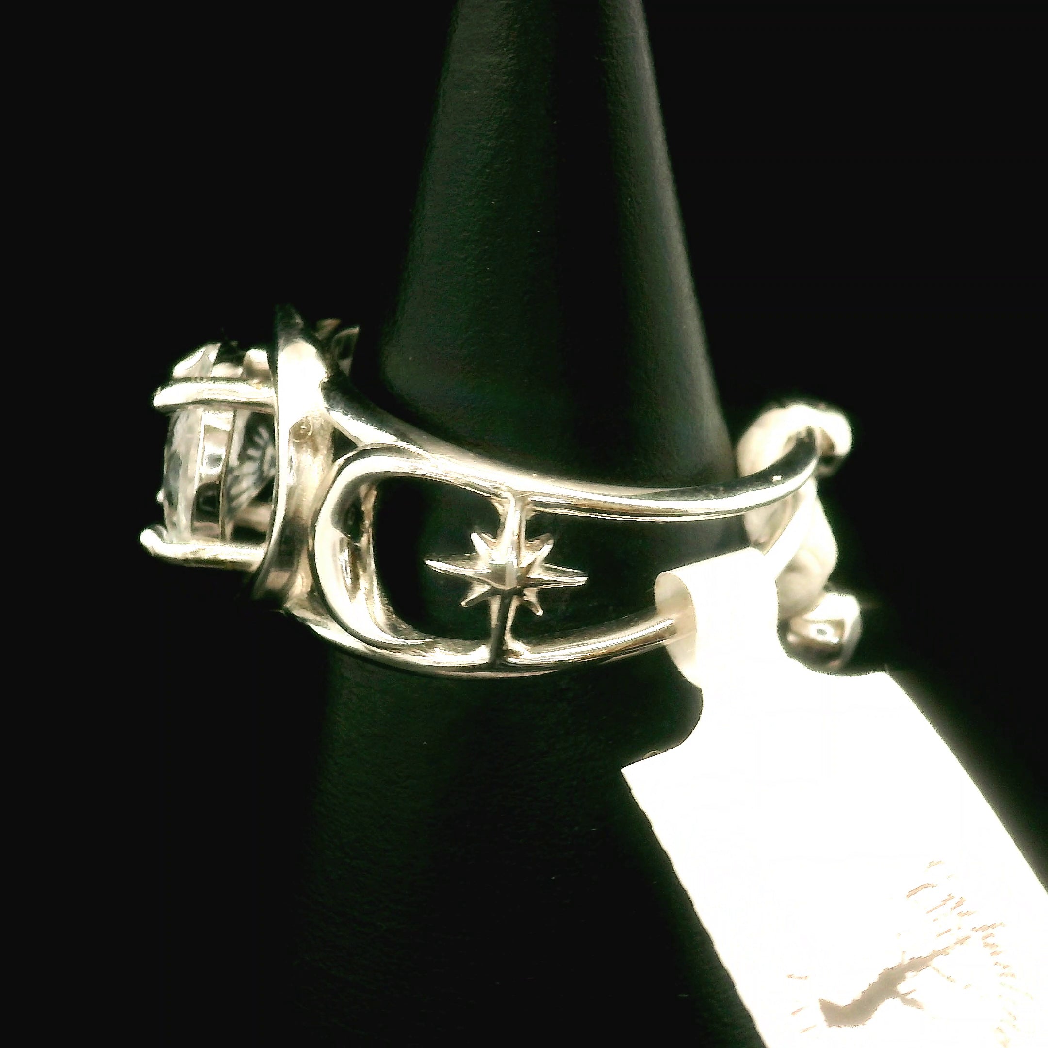 Triple Moon Scapolite Adjustable Finger Cuff Ring .925 Silver (High Quality) for Attracting your Desires and Accomplishing Goals