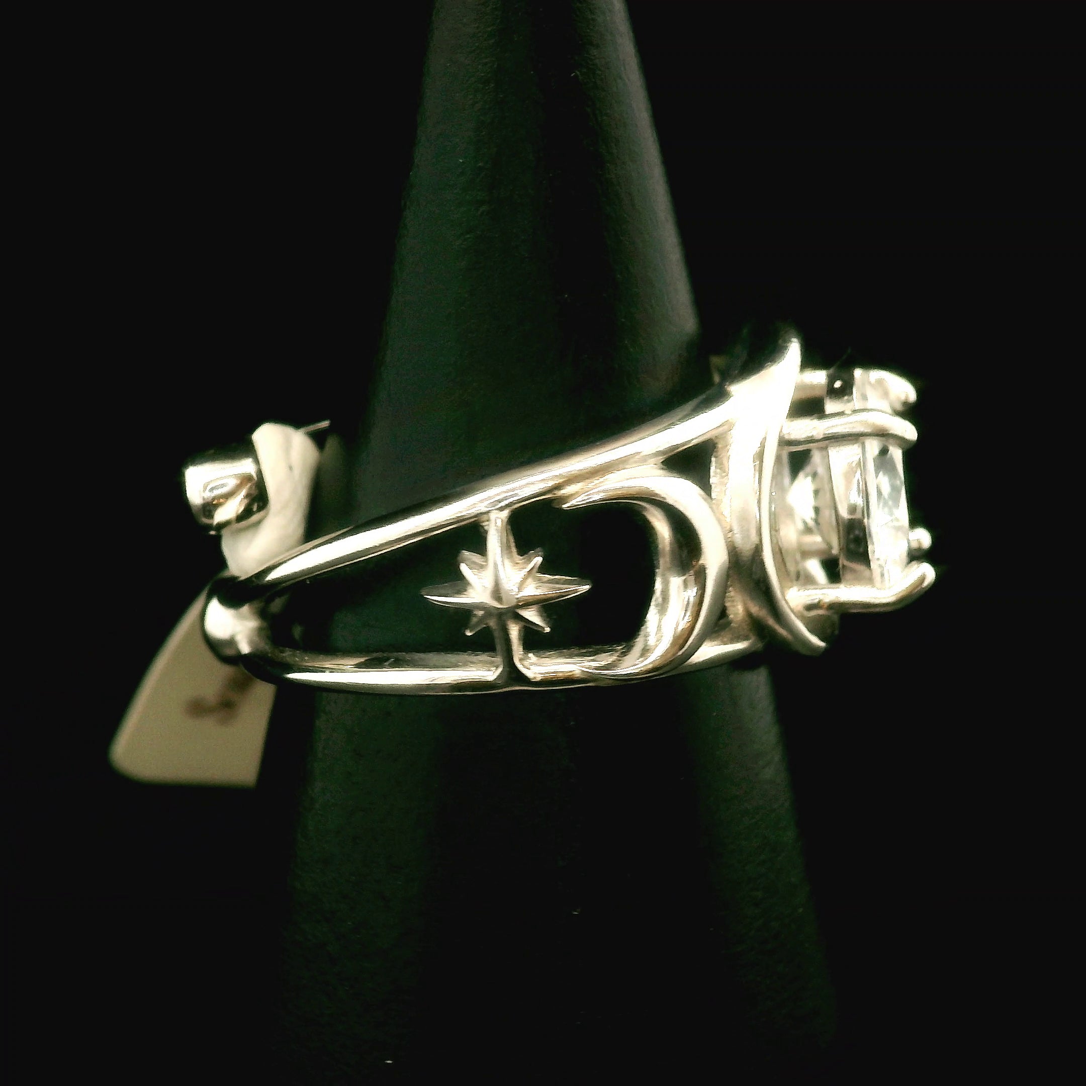Triple Moon Scapolite Adjustable Finger Cuff Ring .925 Silver (High Quality) for Attracting your Desires and Accomplishing Goals