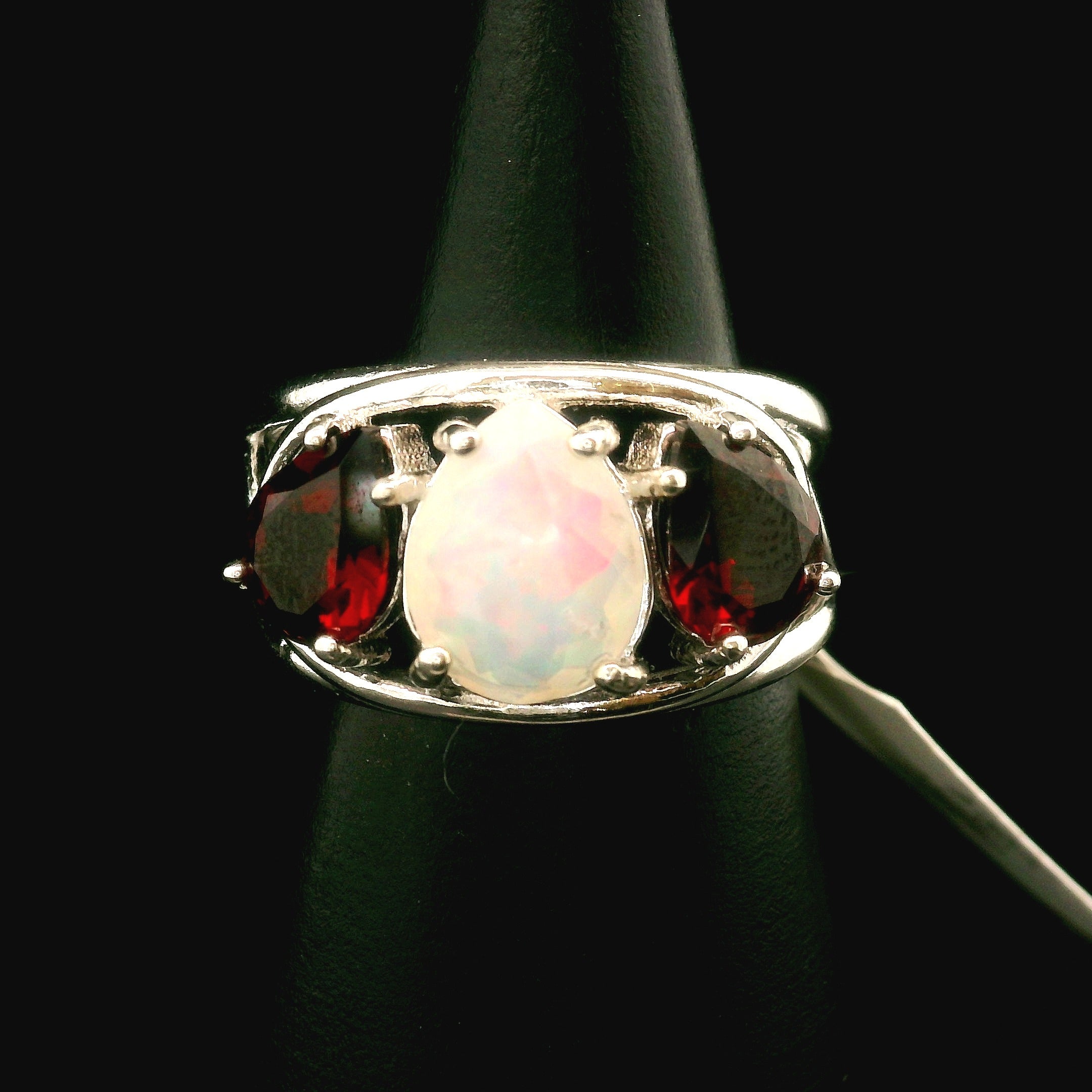Triple Stone Finger Crown Ring .925 Silver