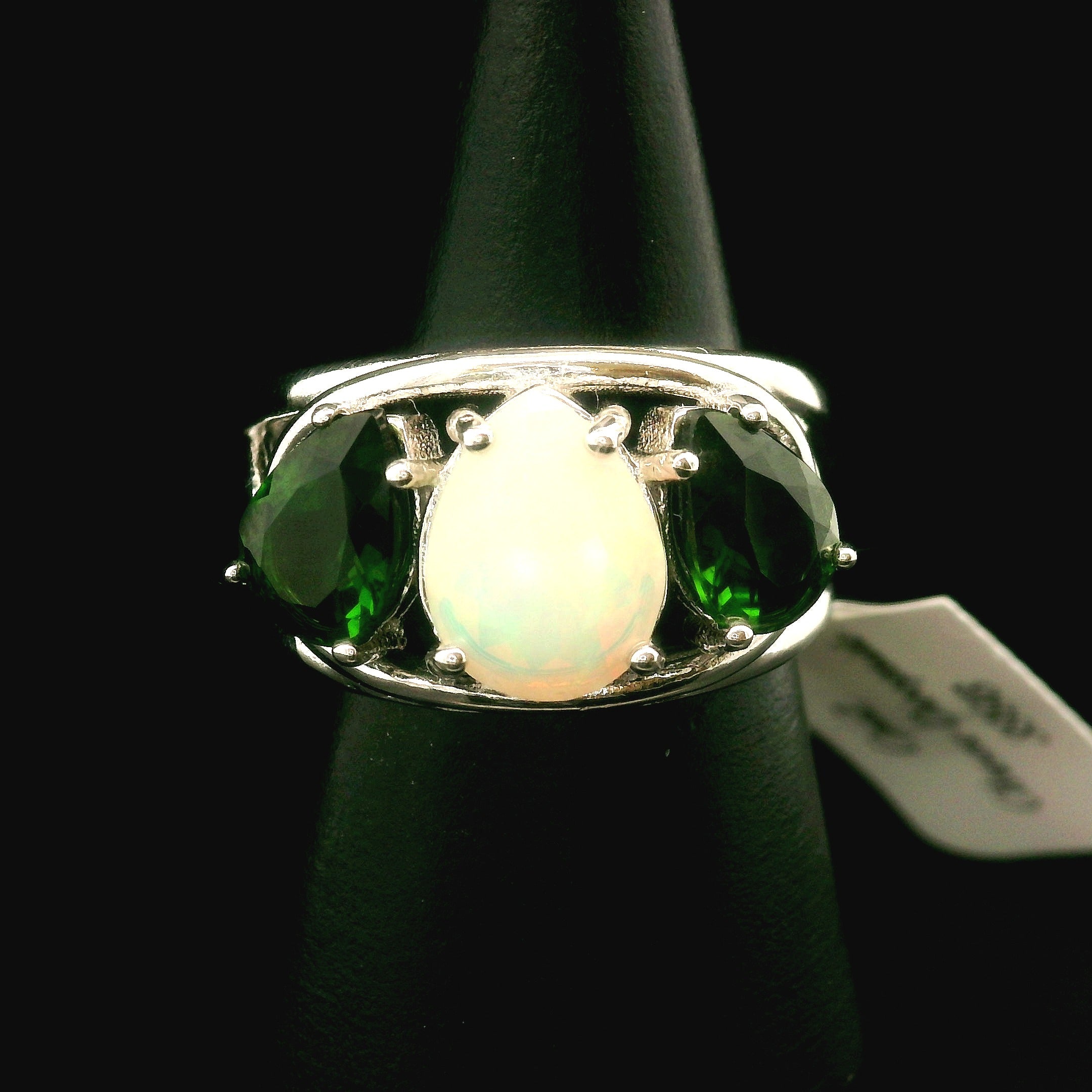 Triple Stone Finger Crown Ring .925 Silver