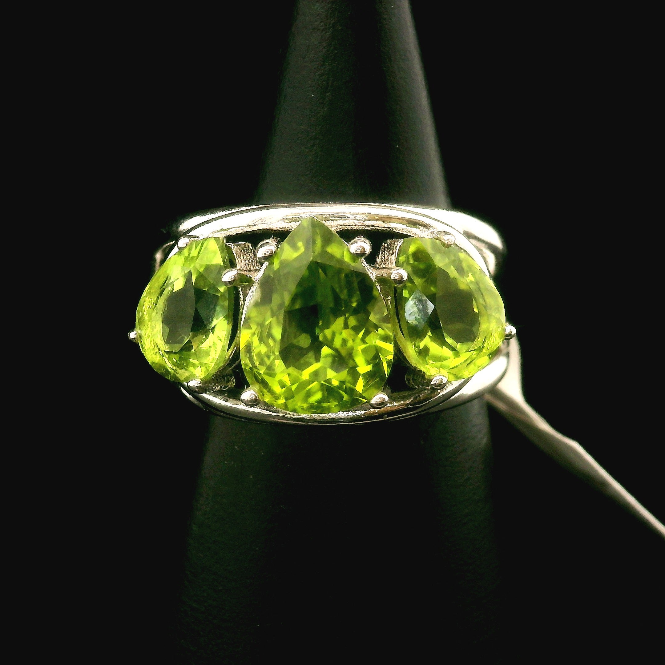 Triple Stone Finger Crown Ring .925 Silver