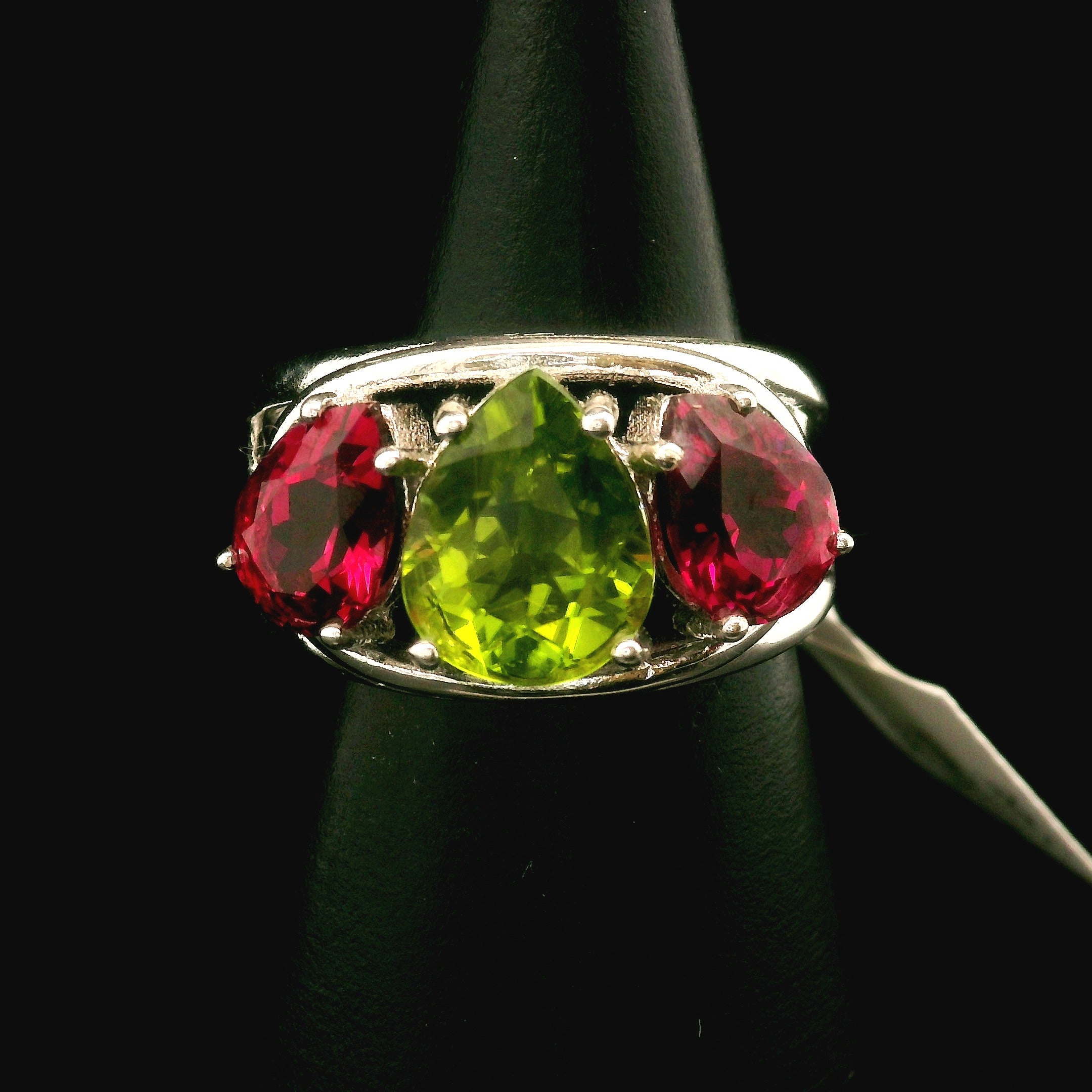 Triple Stone Finger Crown Ring .925 Silver