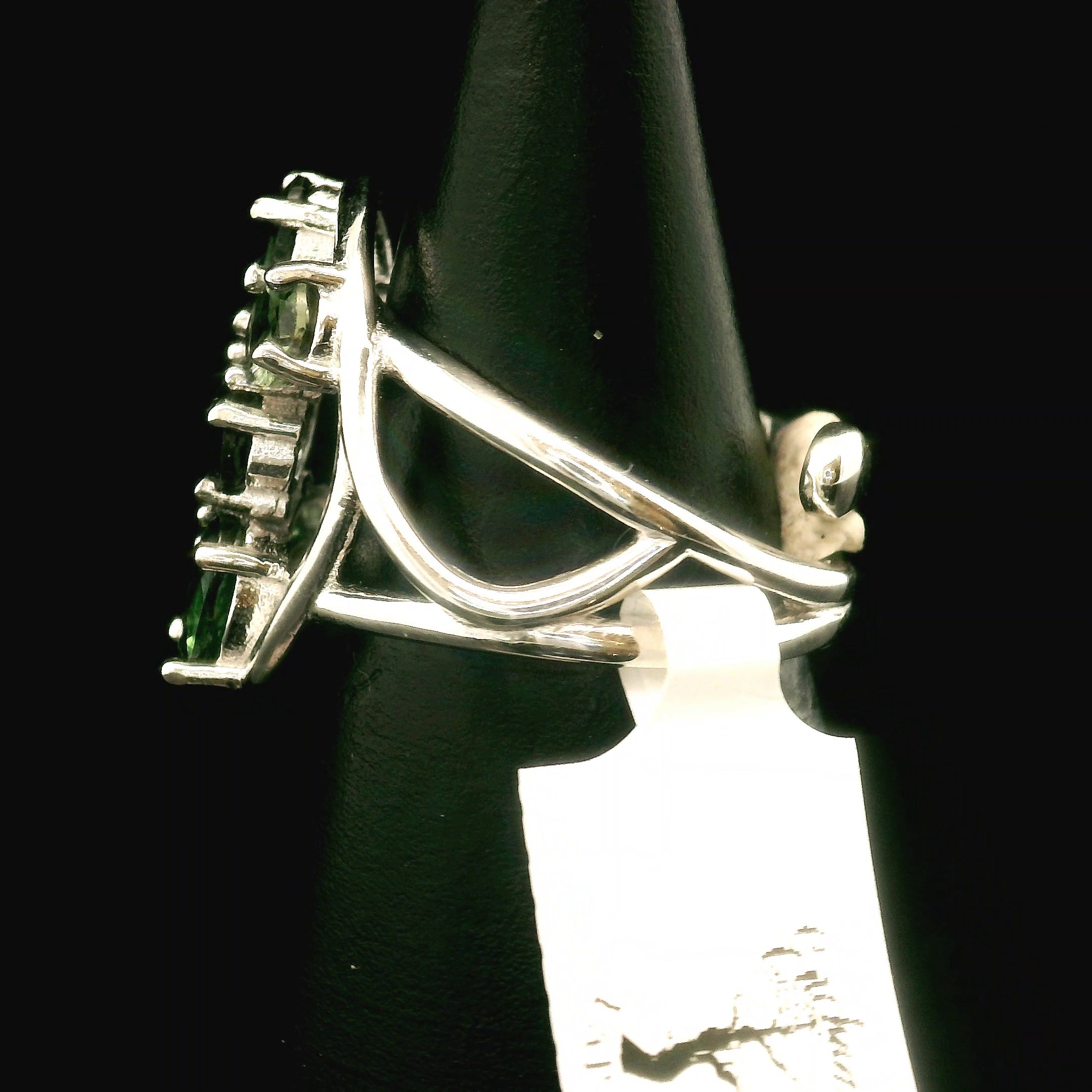 Green Tourmaline Cuff Ring .925 Silver for Healing, Joy and Love
